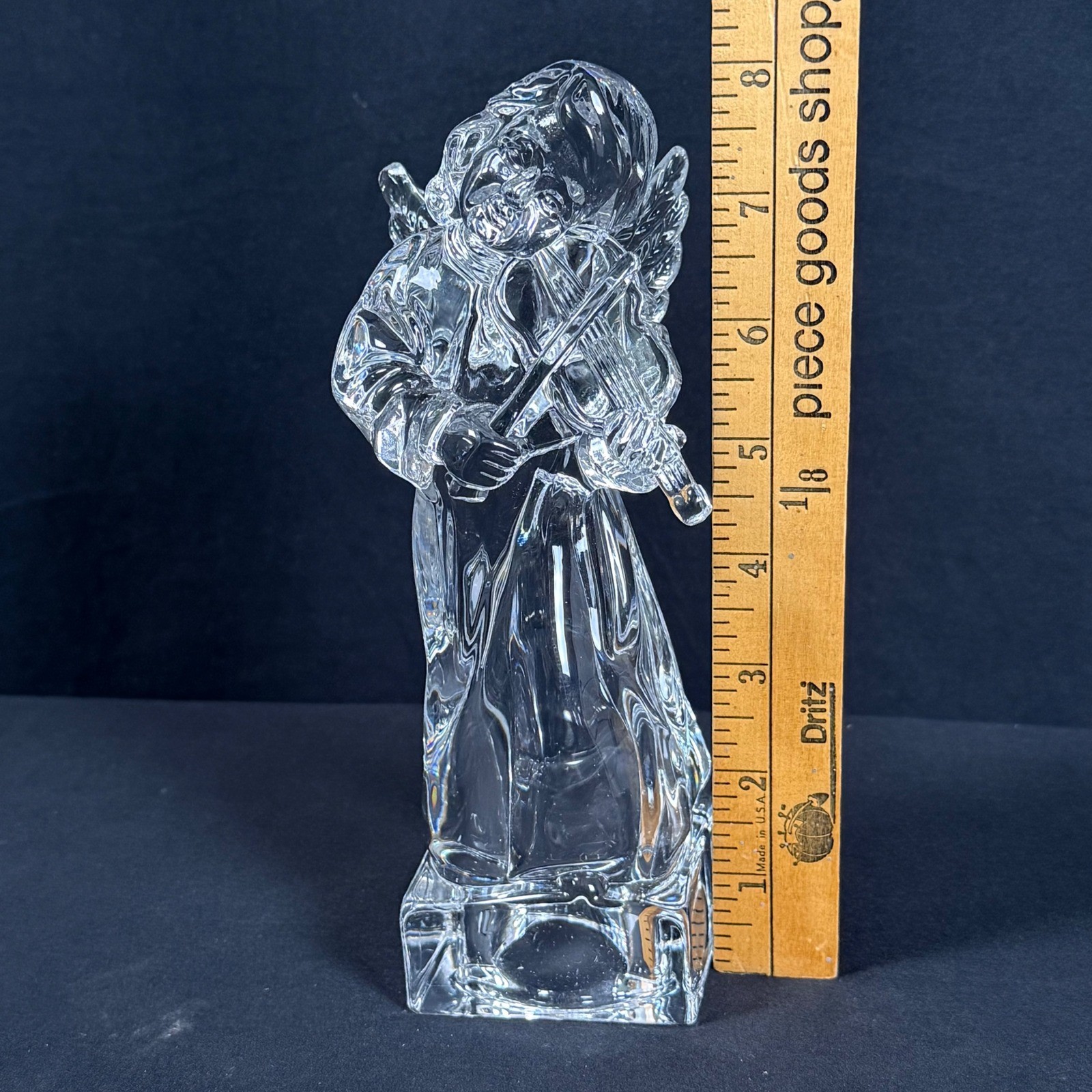 Mikasa Herald Collection Angelic Violin Figurine 7.5″ Clear Lead Crystal Vintage