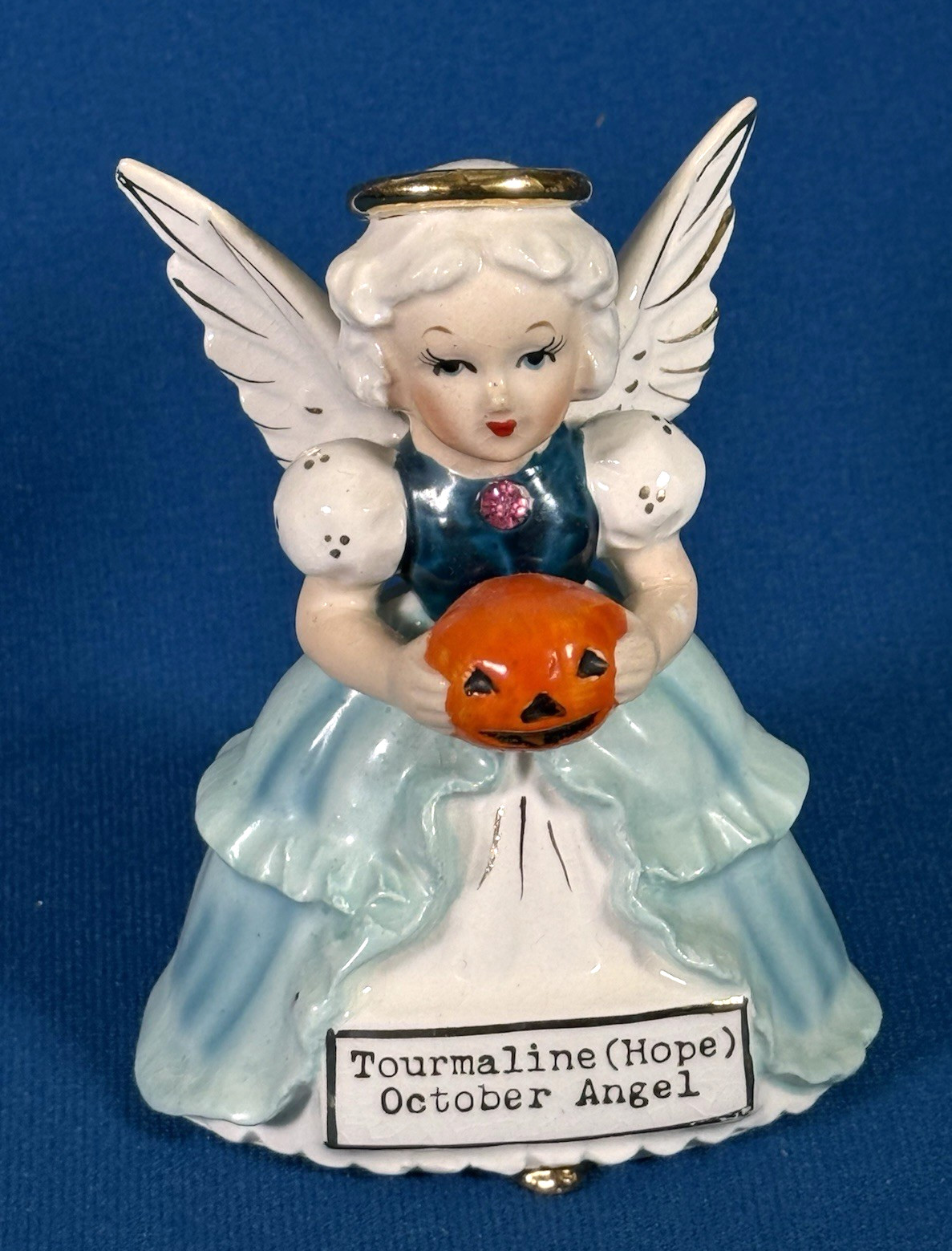 VTG SR October Angel Birthday Tourmaline Hope Halloween Ceramic Figurine Japan