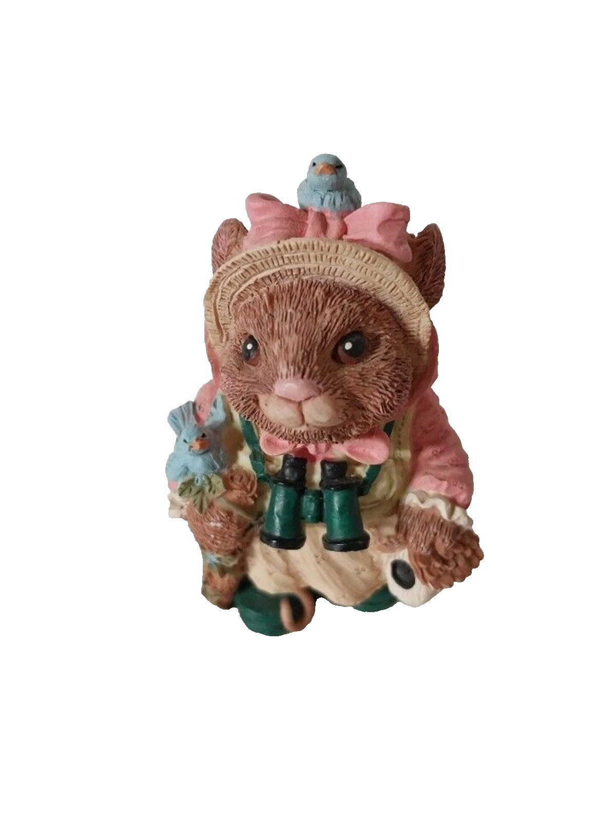 Nature Mouse Bluebirds Binoculars Walking Resin Figurine Collectible Decor