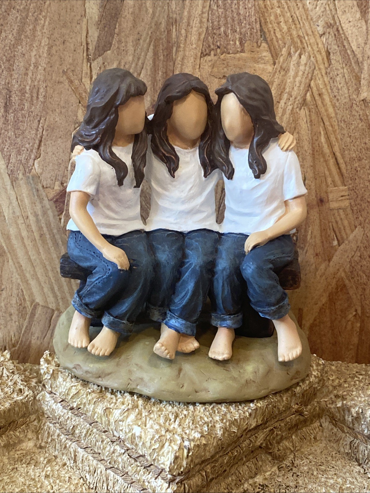 Forever in Blue Jeans Figurine 3 girls on a bench #18408 Westland Giftware 4″ T