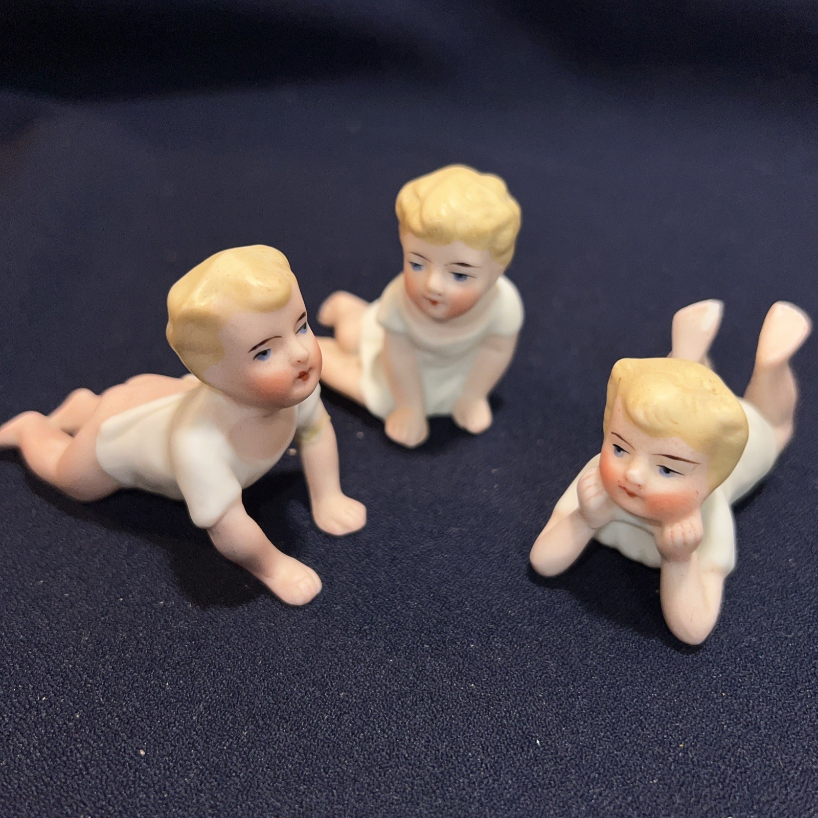 Set Of 3 Vintage Porcelain Handpainted Small “Piano Baby” Figurines