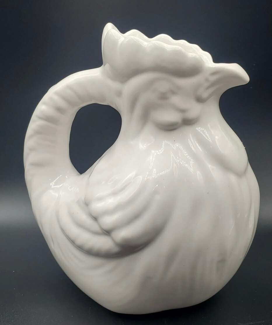 White Rooster ceramic pitcher 7.5 in.—by Jay Willfred, Andrea Sadek Portugal 🐓