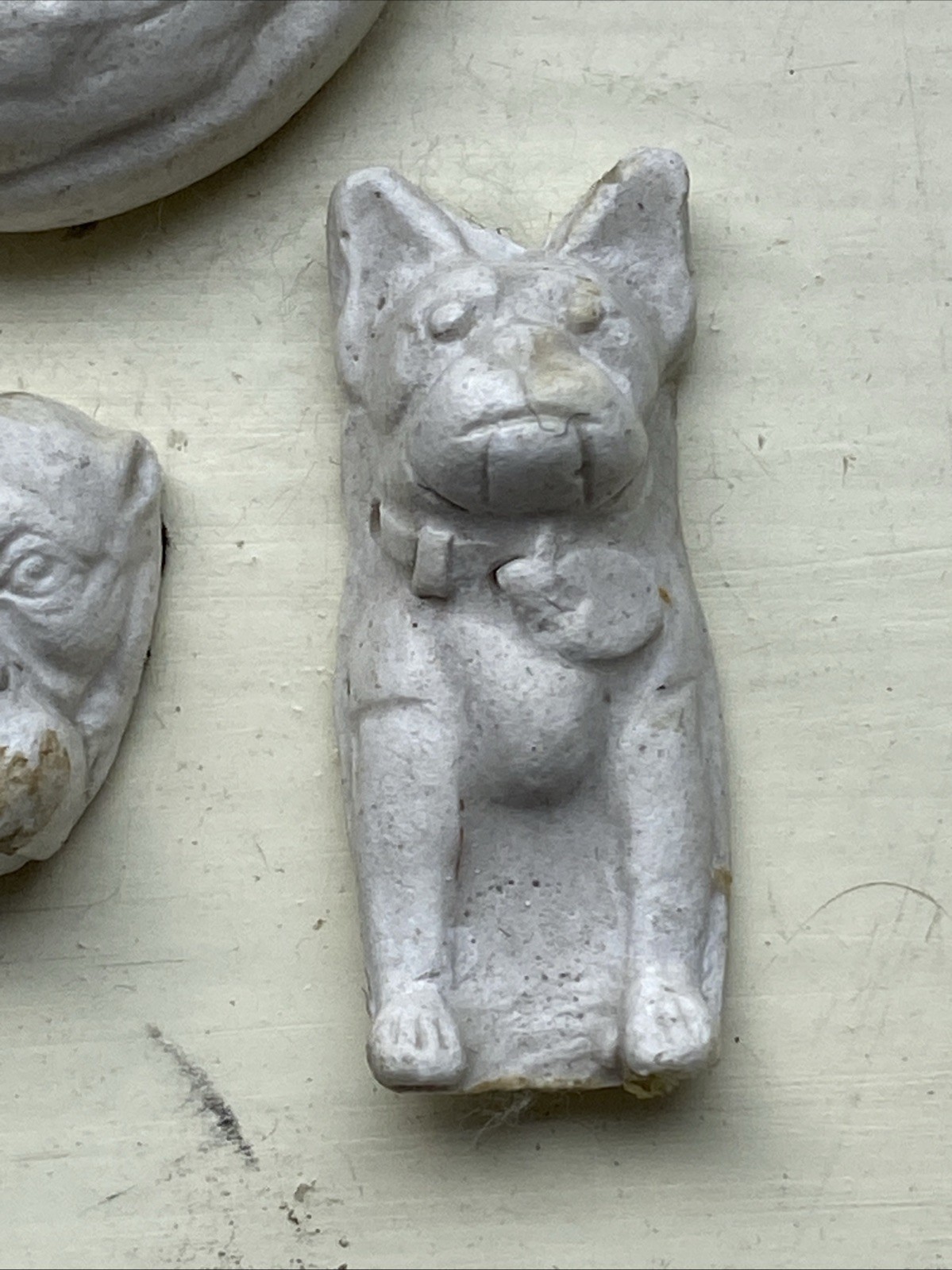 VTG Chalkware Miniatures Dogs Collection Unpainted Handcarved Detailed Antique