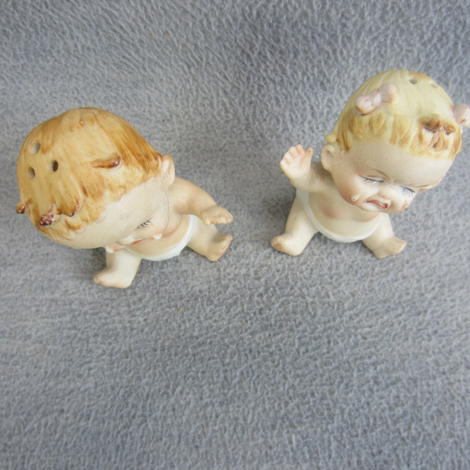 Vintage Crying Babies MCM Figurine LEGO Fine Quality Japan Ceramic Salt Pepper