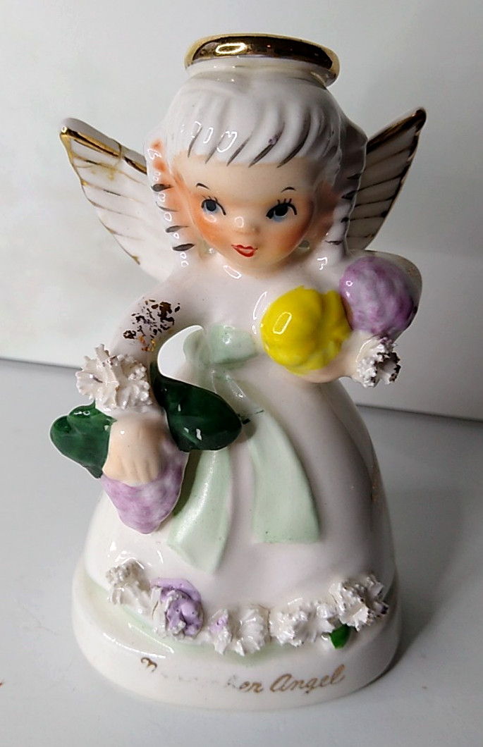 Vtg Napco A1371 November Birthday Girl Angel Gold Spaghetti Figurine Old Repair