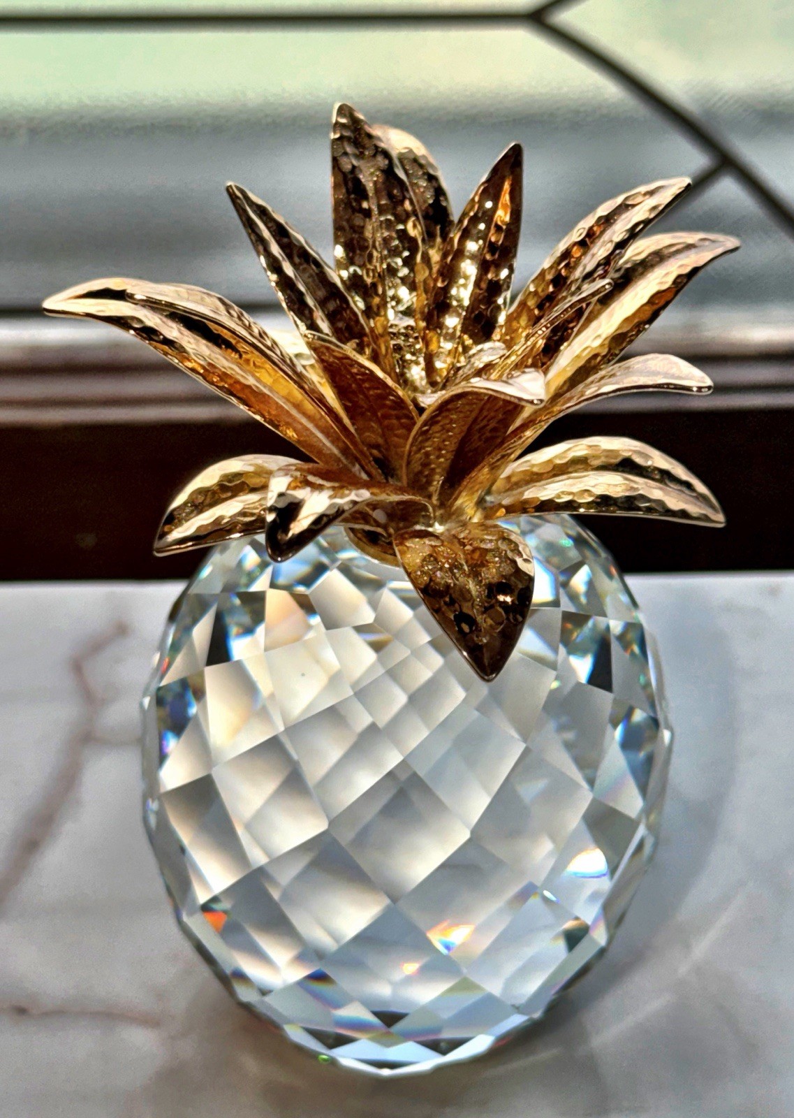Swarovski Crystal Pineapple w/textured leaves – Retired – NO Box – READ