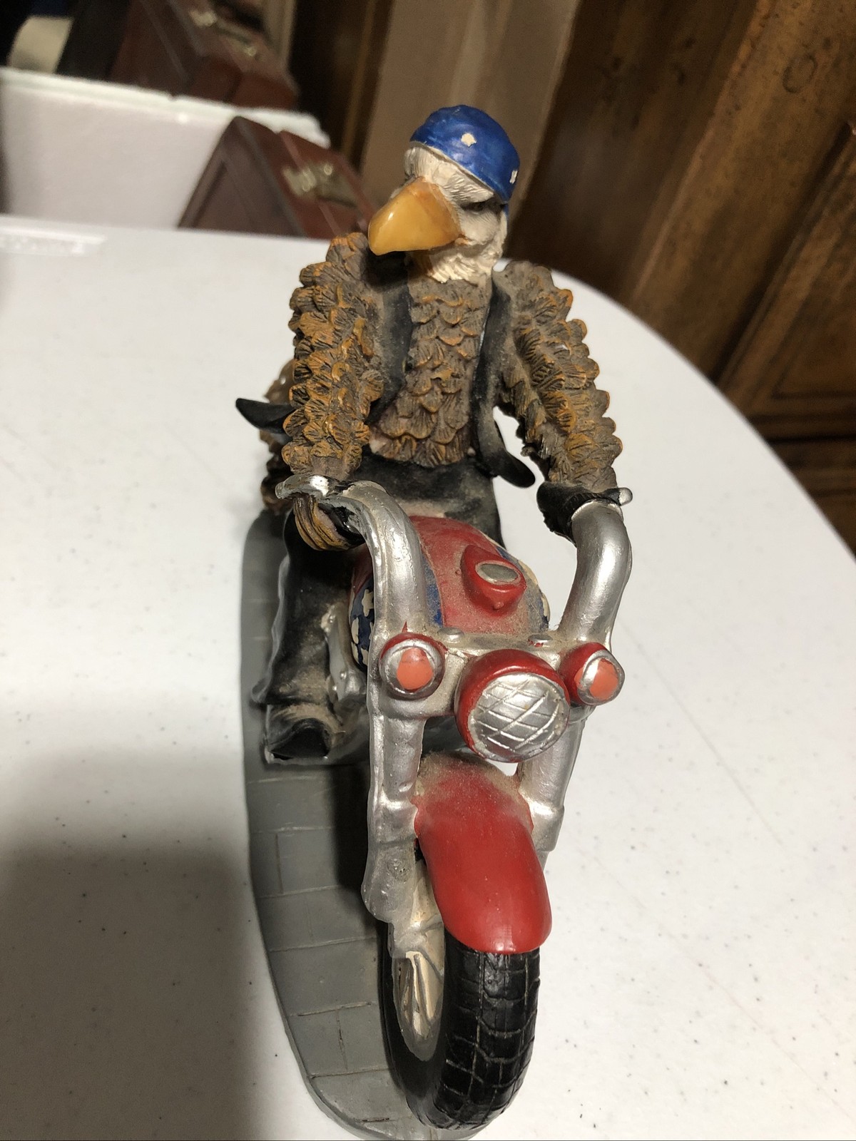 Easy Rider Motorcycle Bald Eagle Biker 8-1/2″ Figurine Ceramic Statue Patriotic