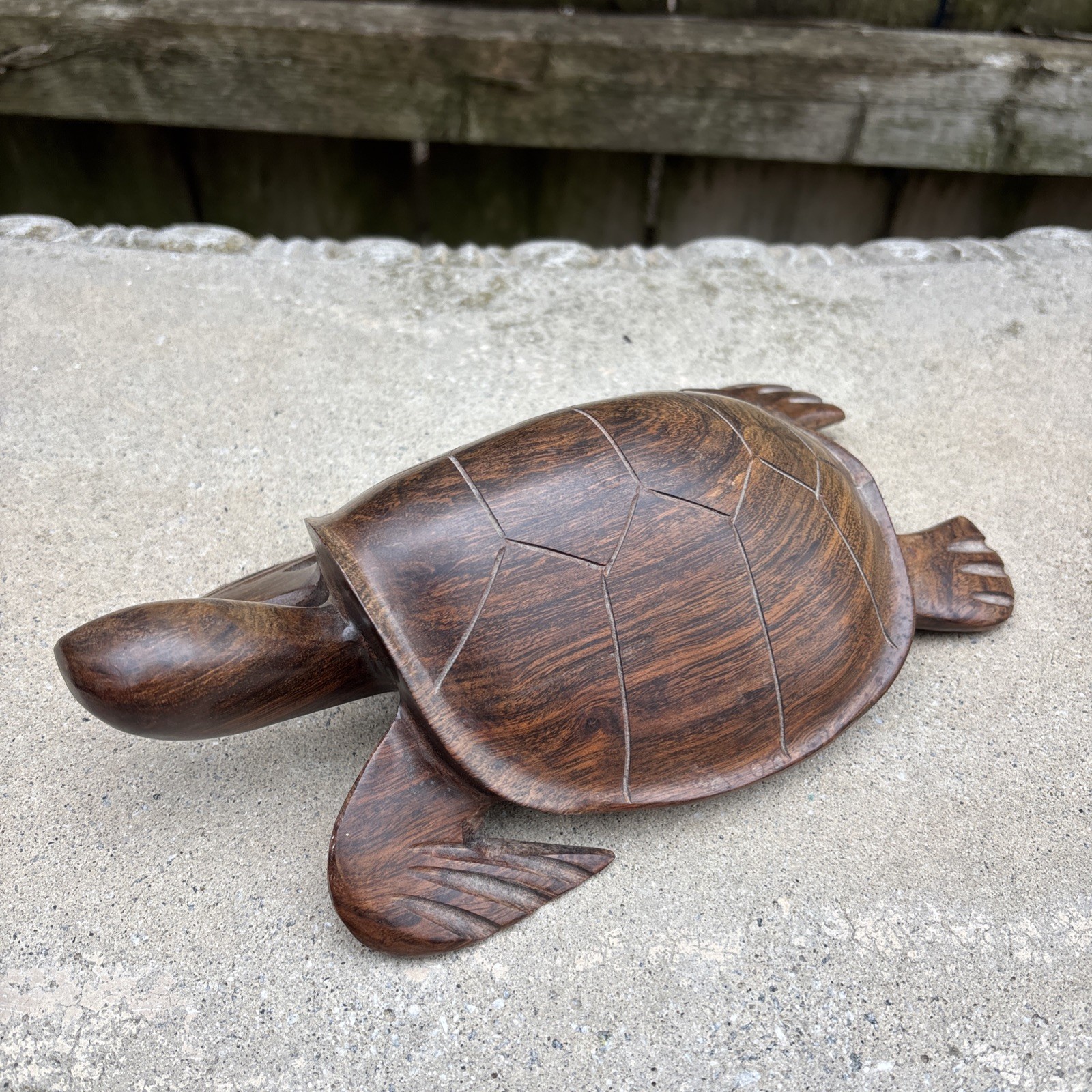 Ironwood Sea Turtle Vintage Hand Carved Sculpture Large Real Wood 8″
