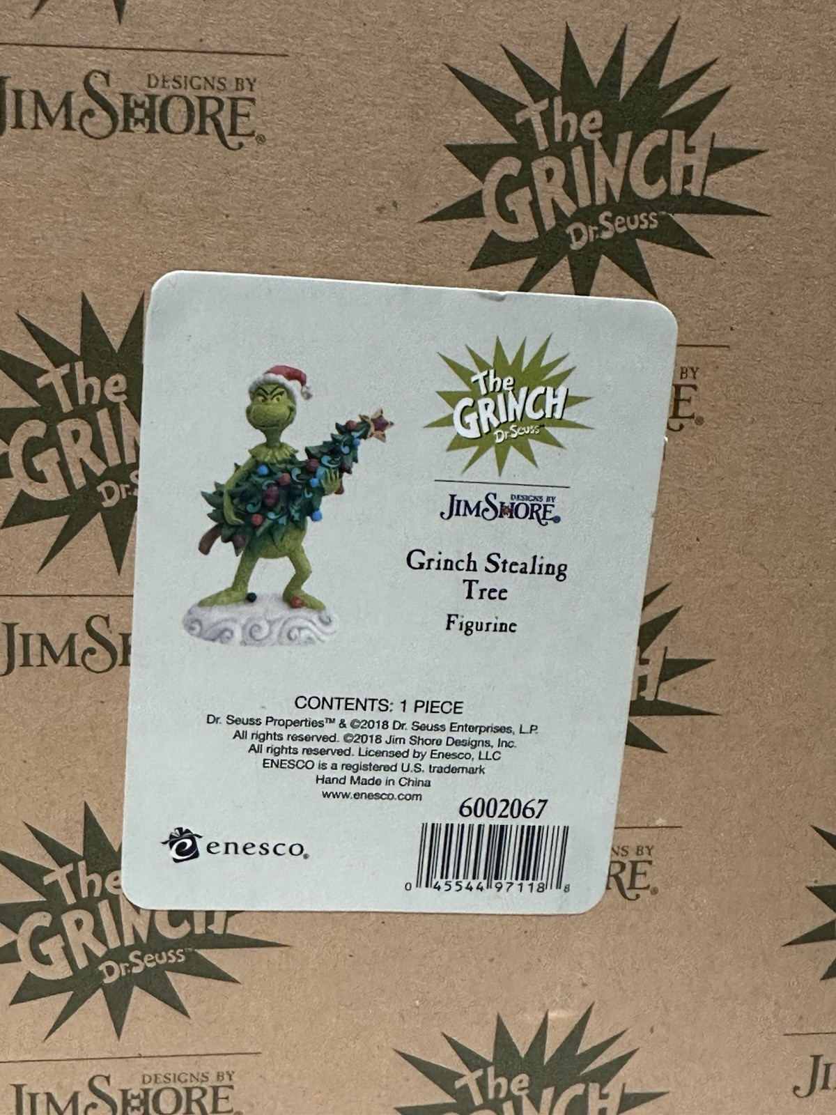 Jim Shore Grinch Stealing Christmas Tree Figurine 6002067 2018 Dr. Seuss 9”