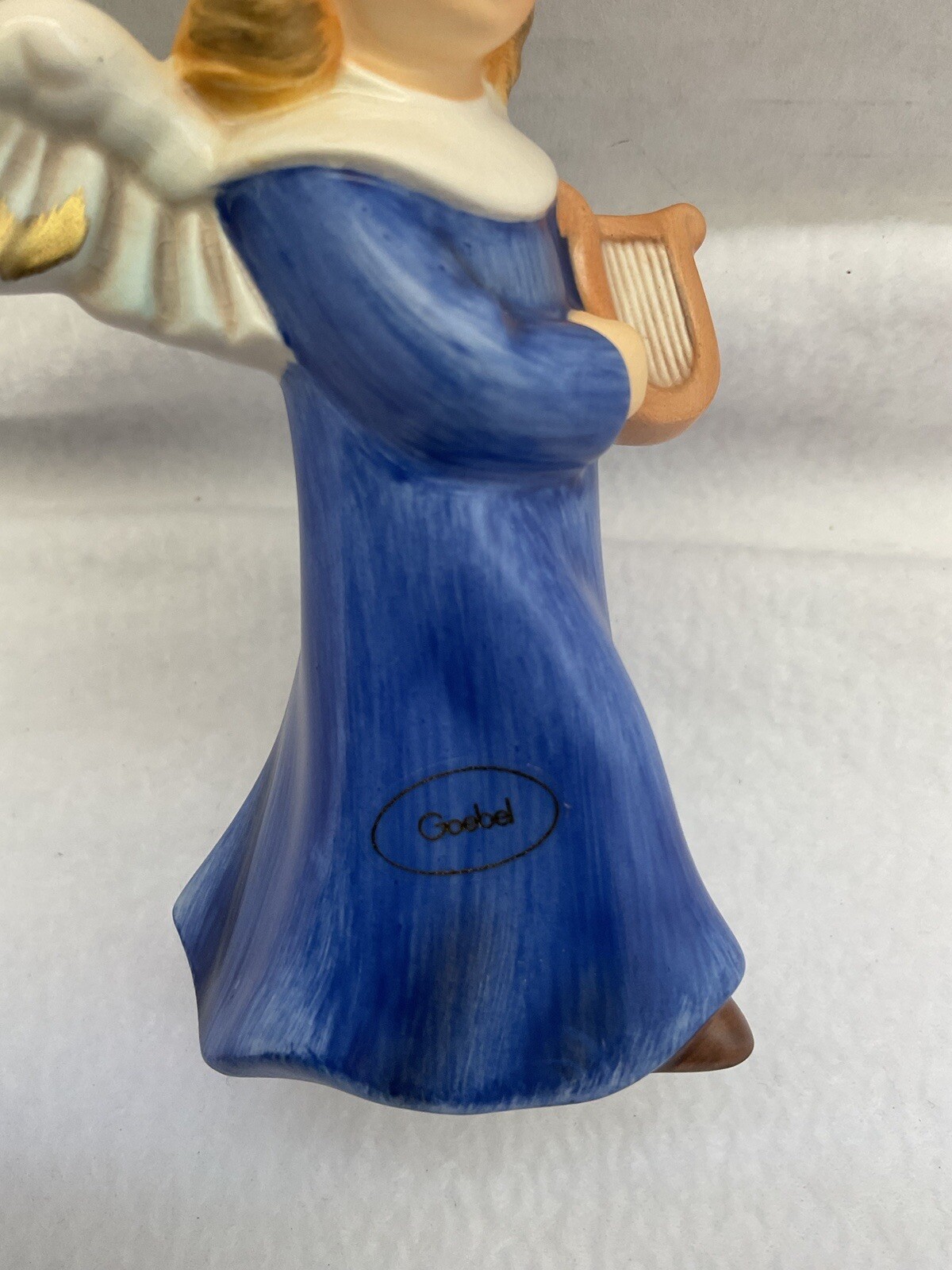 Vintage Goebel Weihnacht Blue Angel With Harp Blue 41-004-25-0 10cm/4” EAN