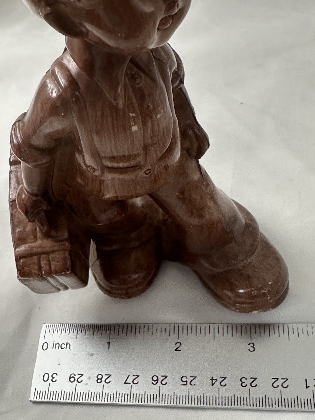 Boy With Suitcase Italy Faux Wood Figurine Dutch or Italian Vintage