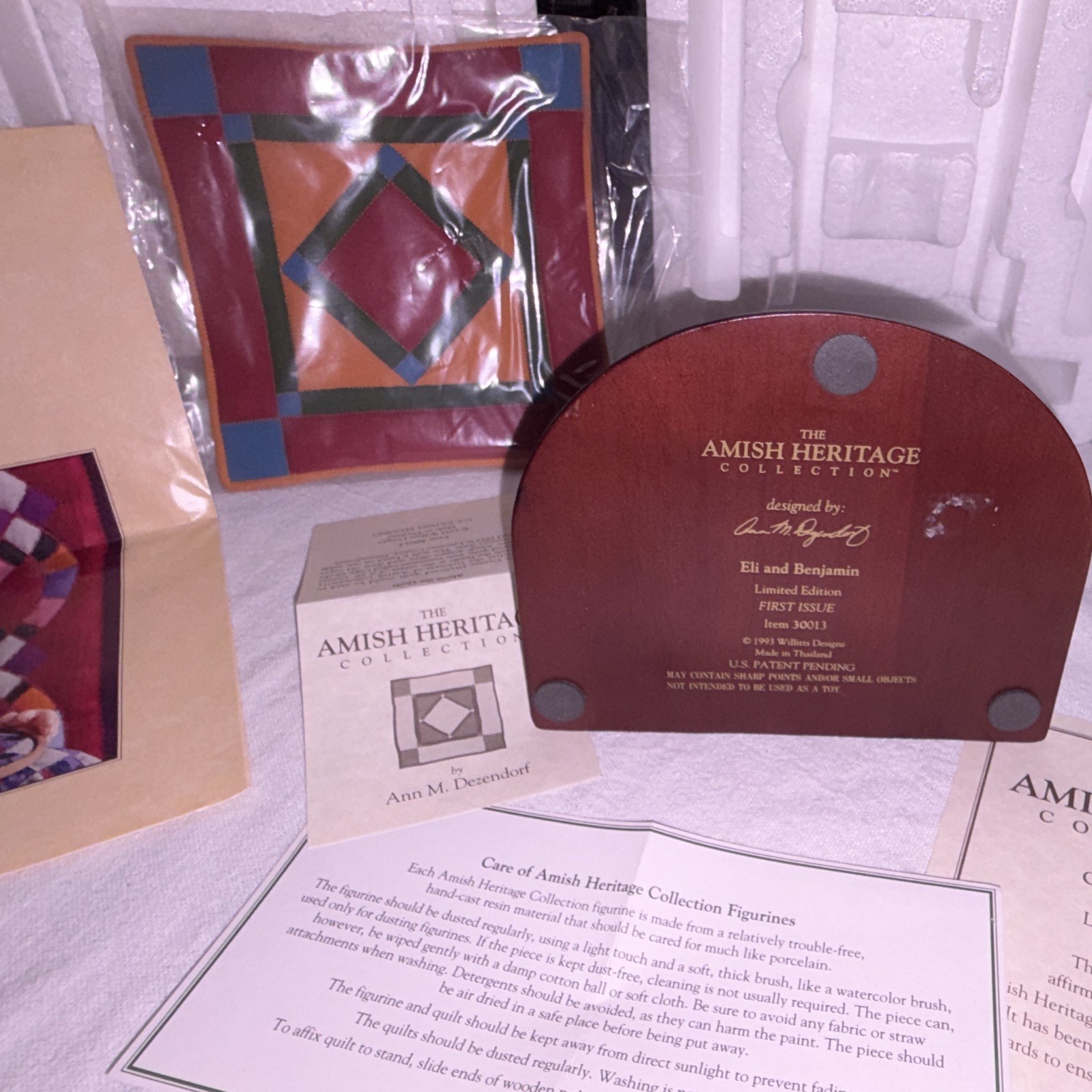 Willitts Designs Amish Heritage Eli & Benjamin Quilt Figurine LE Signed Box 1993