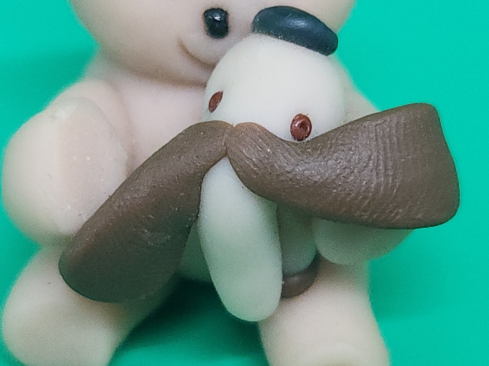 Vintage 1981 Polymer Clay Miniature Bear Puppy Dog Toy Figure Mini Candle Holder