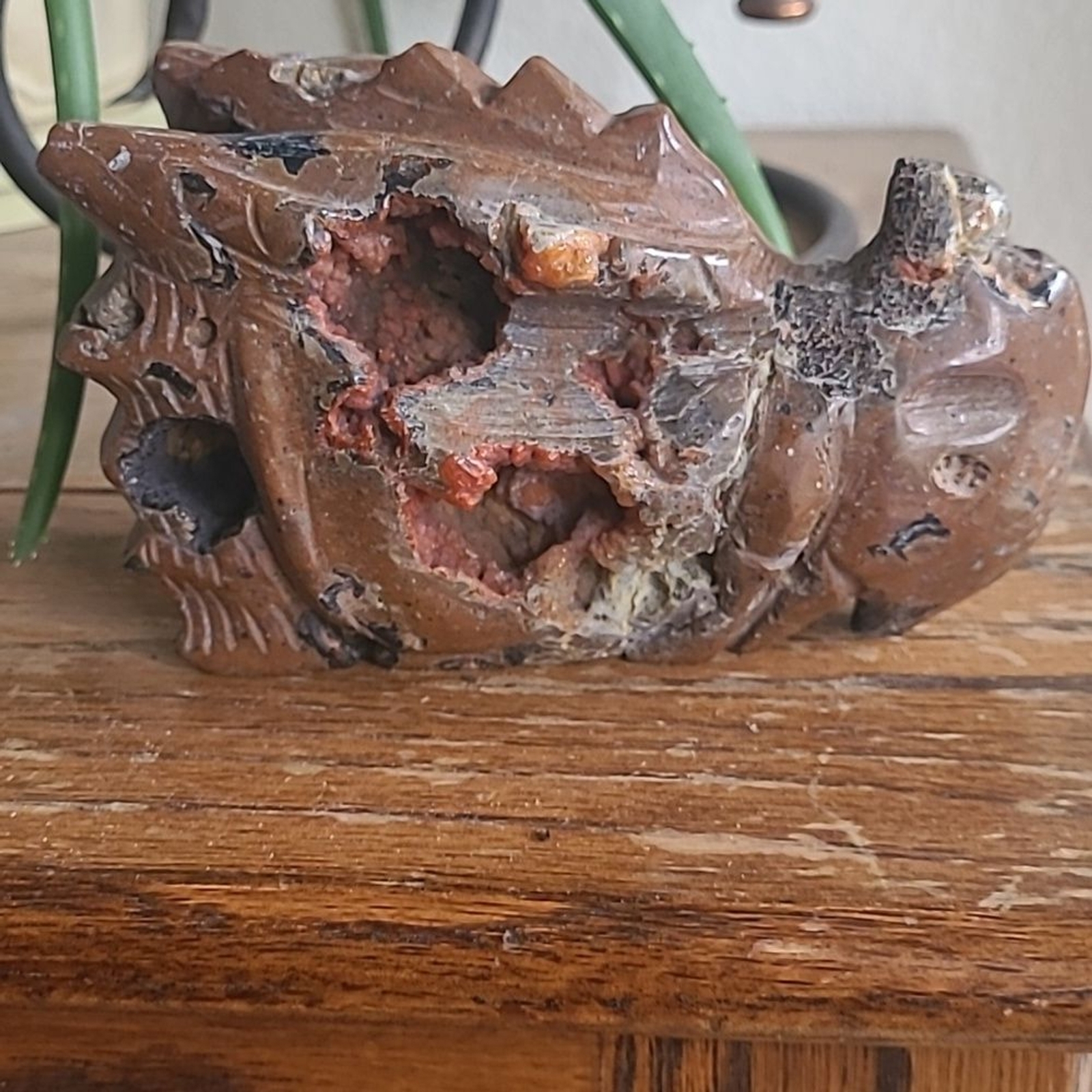 Red Fox Druzy Agate & Jasper Lava Dragon Head