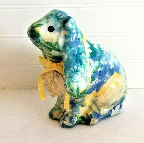 Joan Baker Designs Porcelain Patchworks Bunny Rabbit Figurine Decoupage 7″