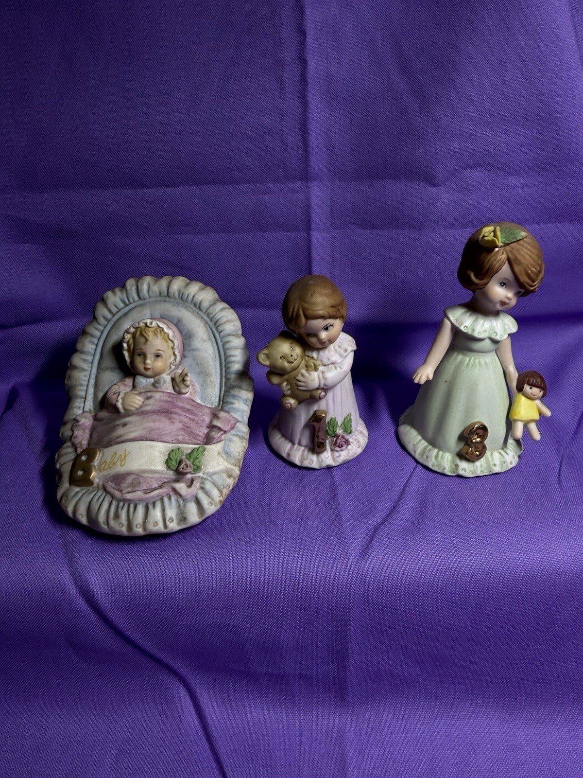 Vintage Full Set of 17 Enesco Growing Up Birthday Girls Brunette Baby – 16 1982