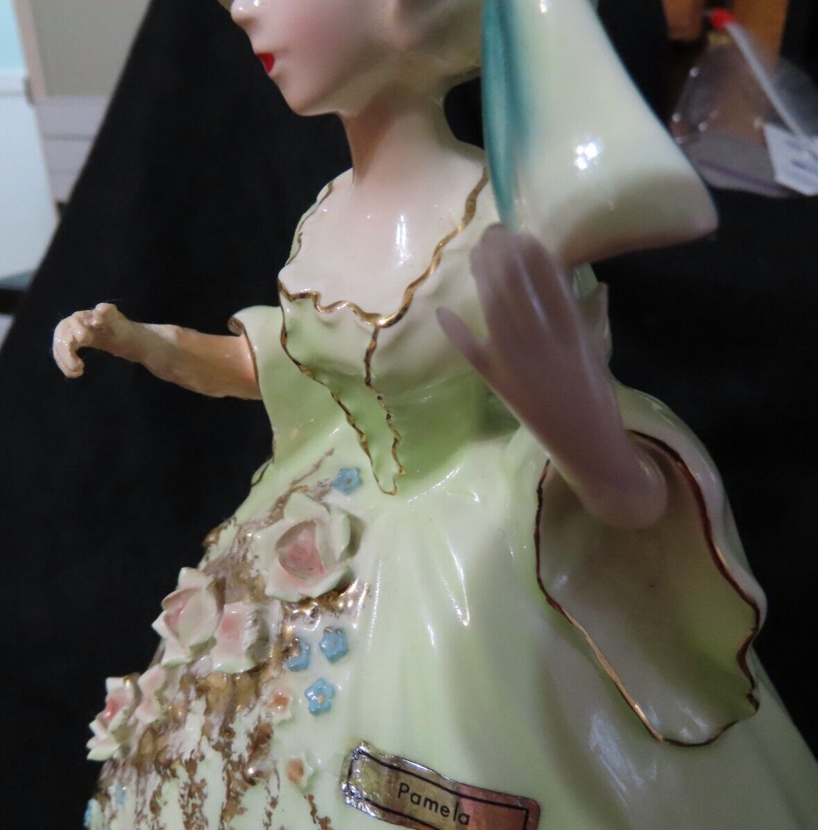 Vintage Josef Originals 10″ Porcelain Pamela-Colonial Series Green Dress-no hand