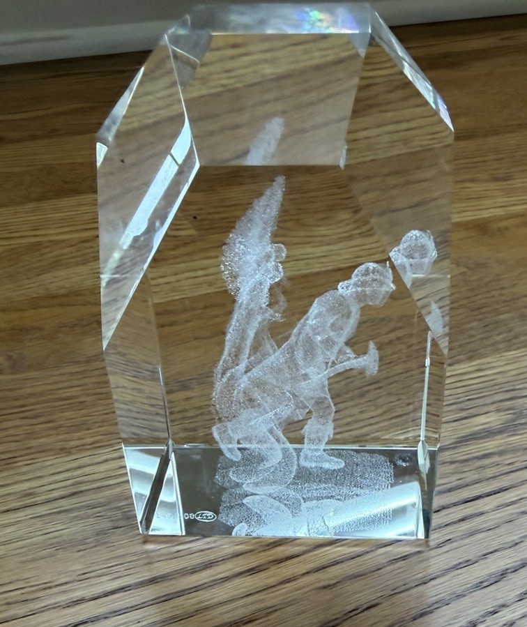 Lazer-Tek LTD Designs 3D Laser Etched Crystal Angel Firefighter Signed 149/500