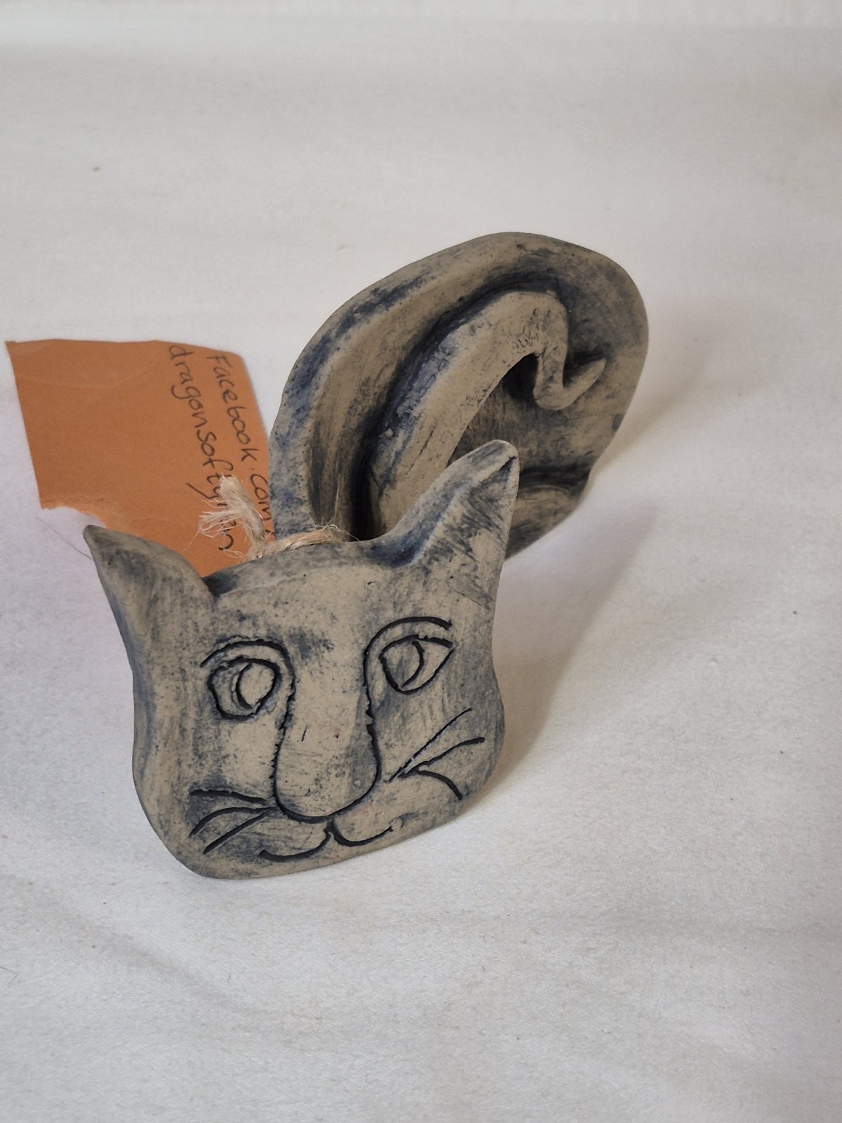 Stoneware Clay Cat Figurine Cats Of Ty Pen Made In Wales Handmade Artisan