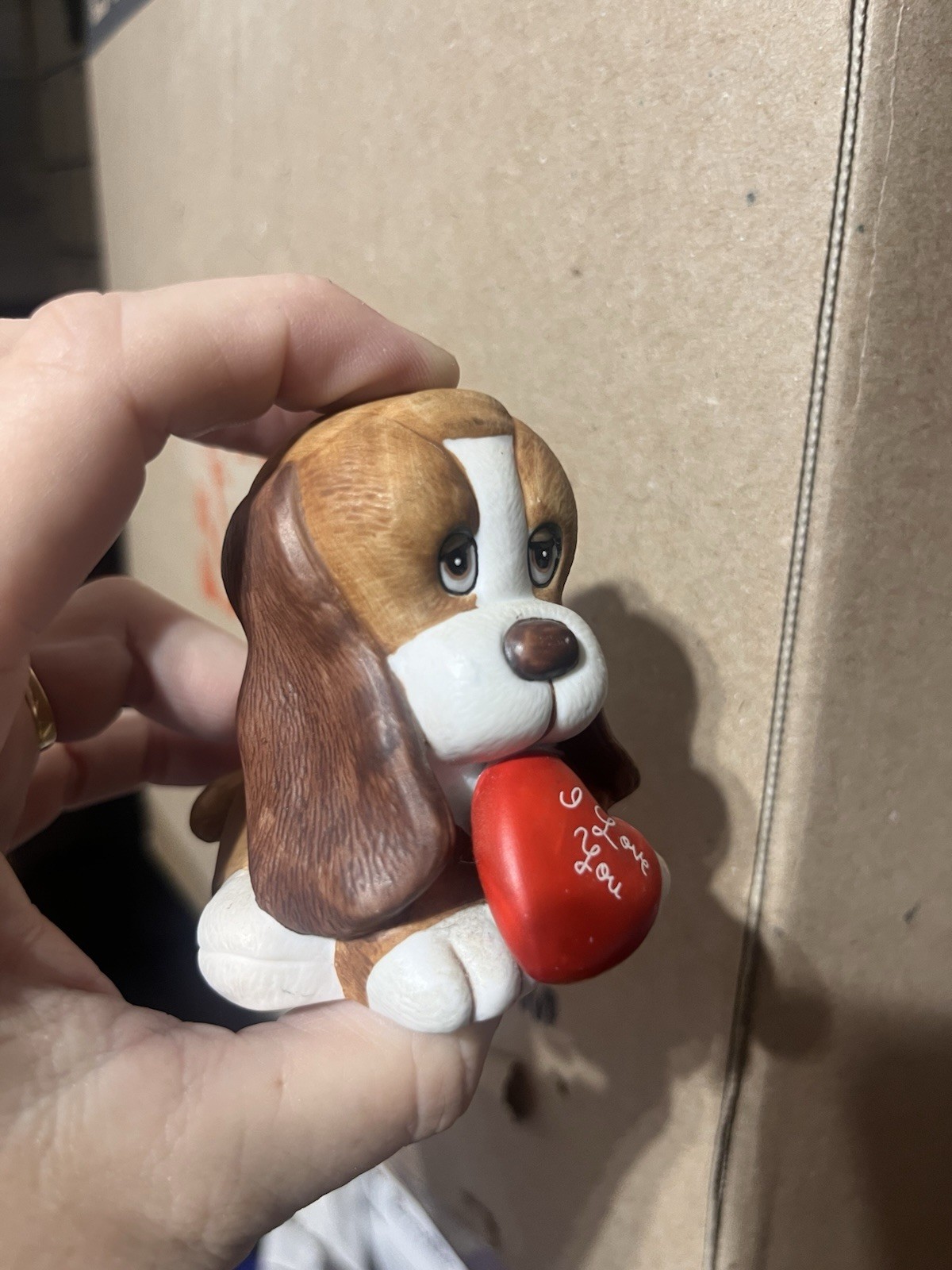 Vintage 90s Sad Sam Honey I Love You Heart Russ Dog Hound Cute Figurine
