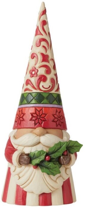 Jim Shore Heartwood Creek Tall Christmas Gnome w/ Holly Figurine New 6011155 TC