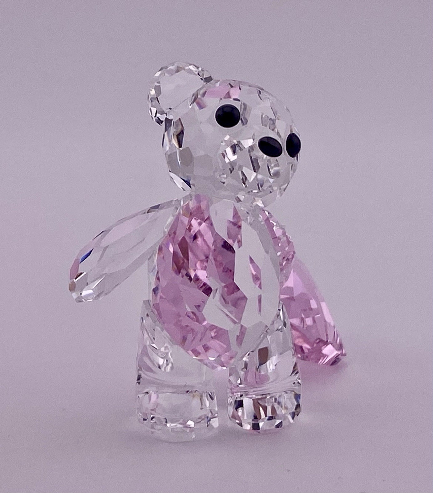Swarovski Crystal Kris Bear WITH YOU Pink Heart Figurine, Swan Logo.