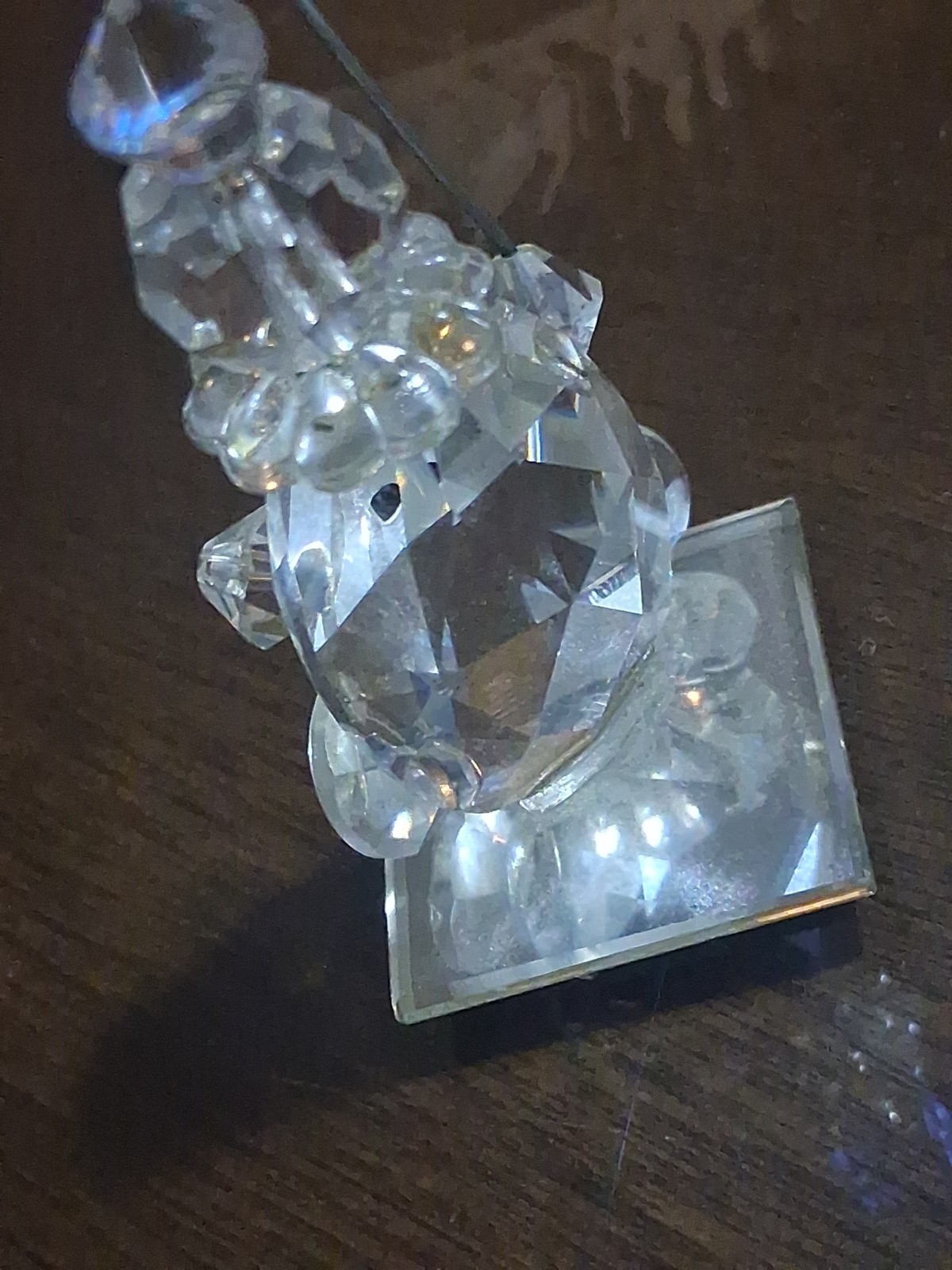 Swarovski Crystal Faceted Clown with Blue Balloon Circus Mini Figurine Glass