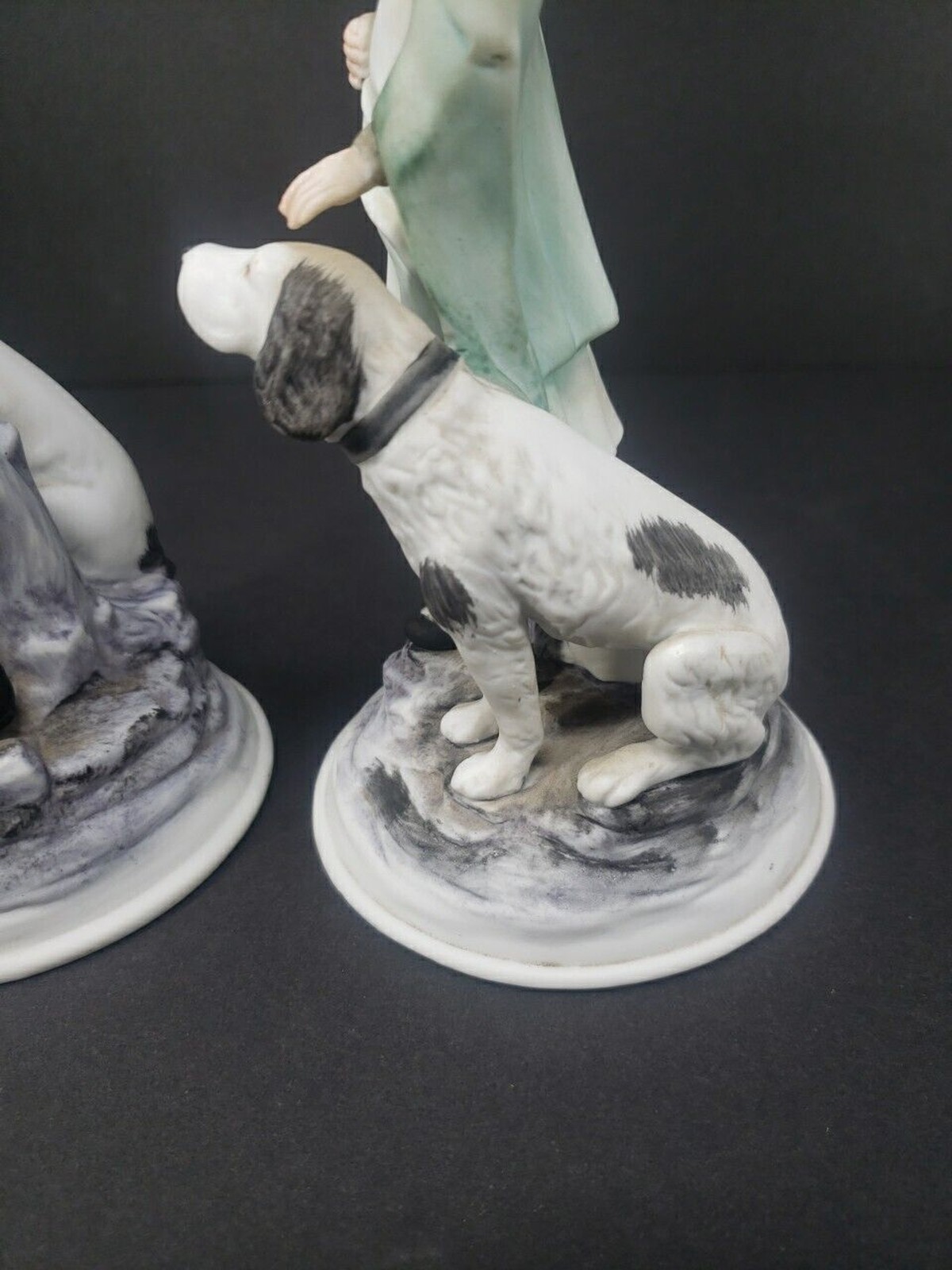 Andrea by Sadek Boy & Girl Dog Bisque Porcelain Figurines Ethan Allen 3213A VTG