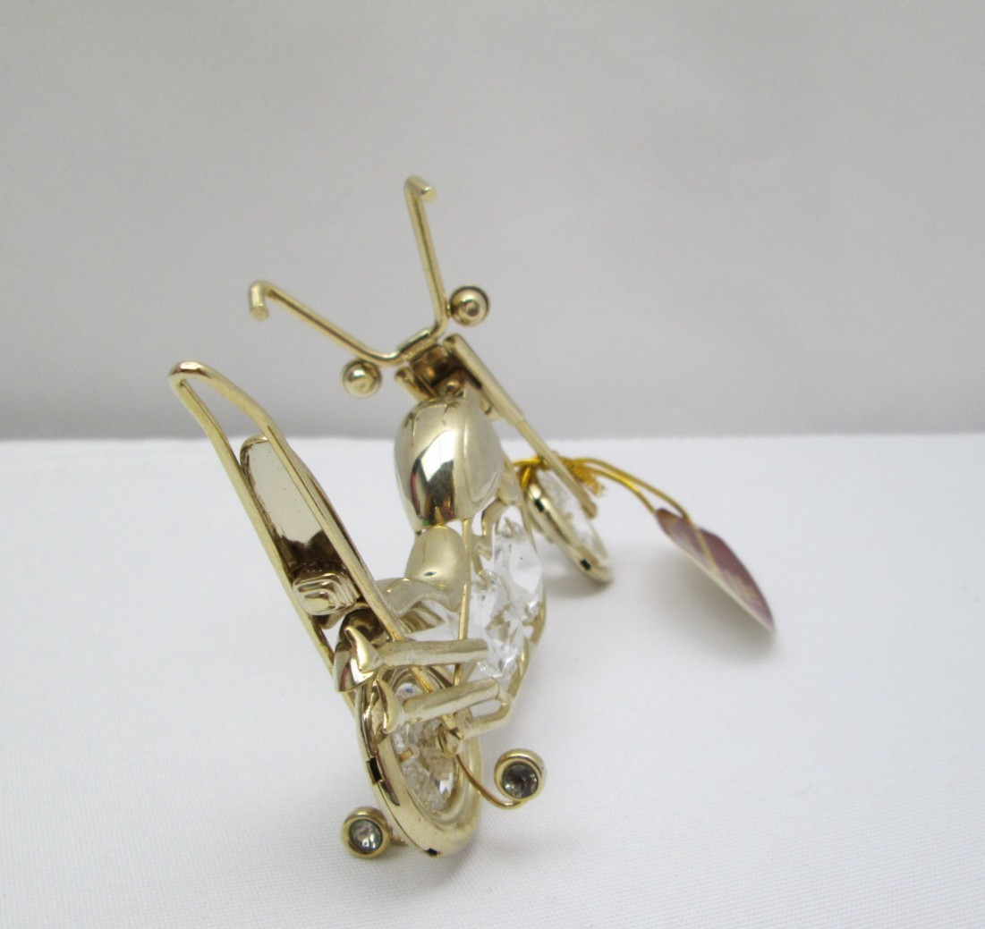 24K Gold Plated Motorcycle with Austrian Crystals Figurine