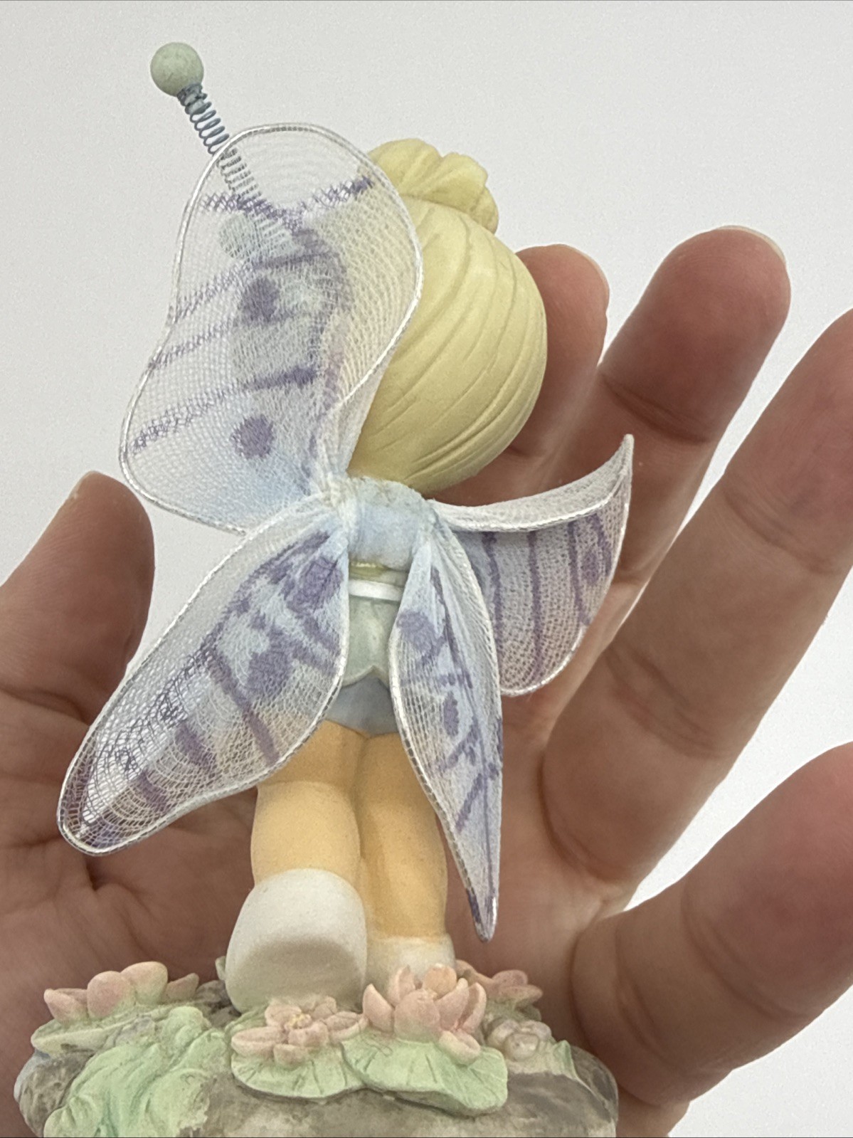 Precious Moments Cuddle Bear Collection Fairy Girl butterfly Lily Pads 4” Tall