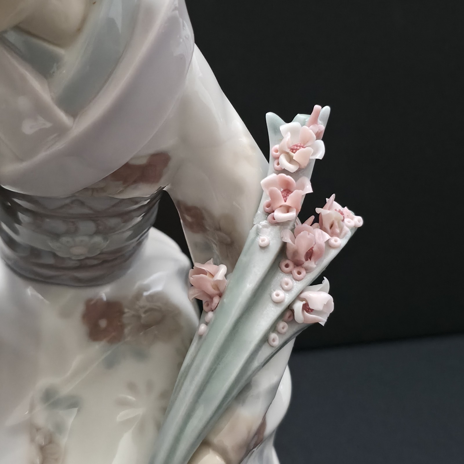 LLADRO Geisha 1450 Kiyoko, Oriental Girl Glossy Retired Geisha 7 Inch Vtg