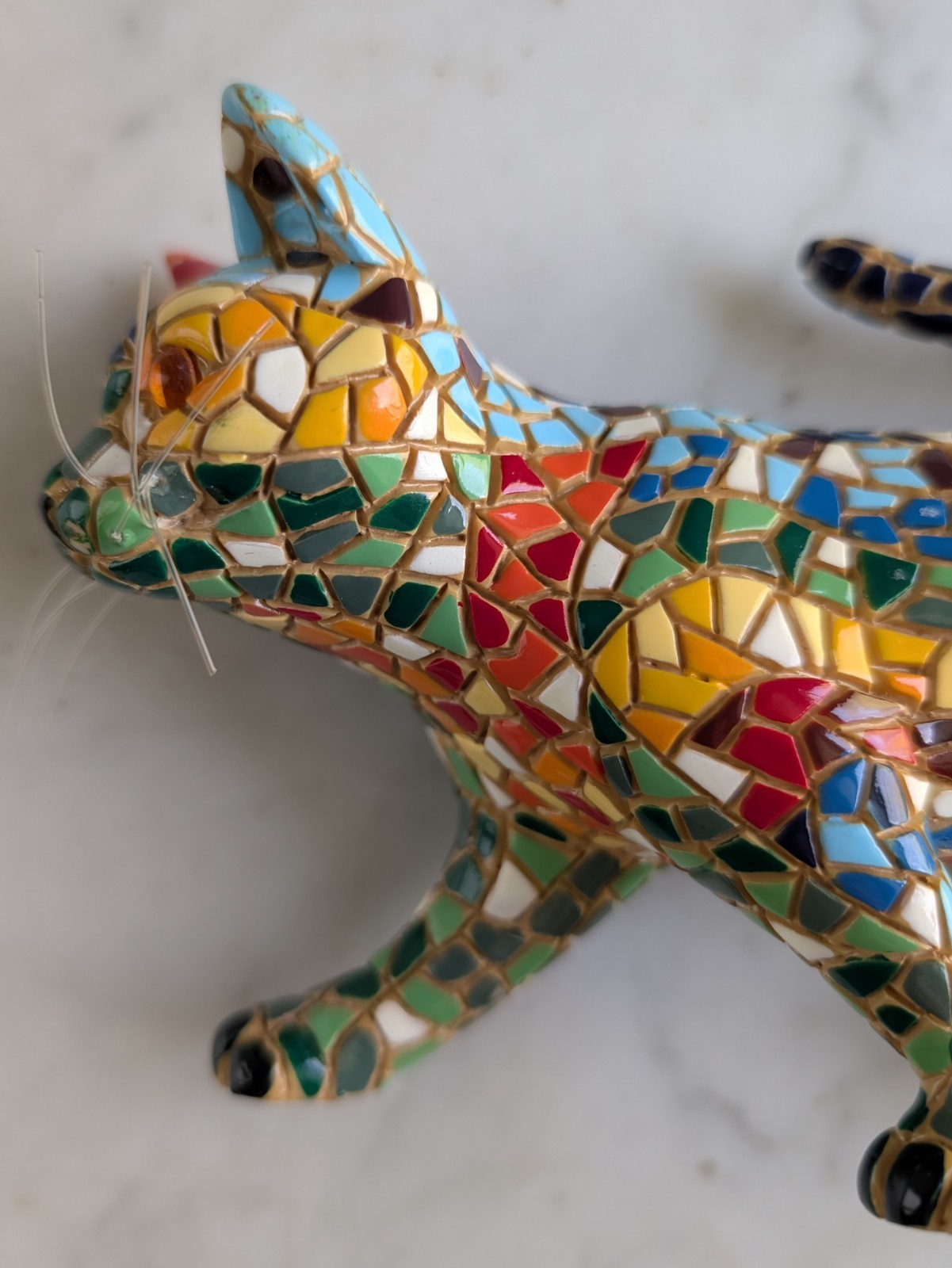 Vintage BARCINO Multi-Color Mosaic Cat Figurine Spain 6 inches
