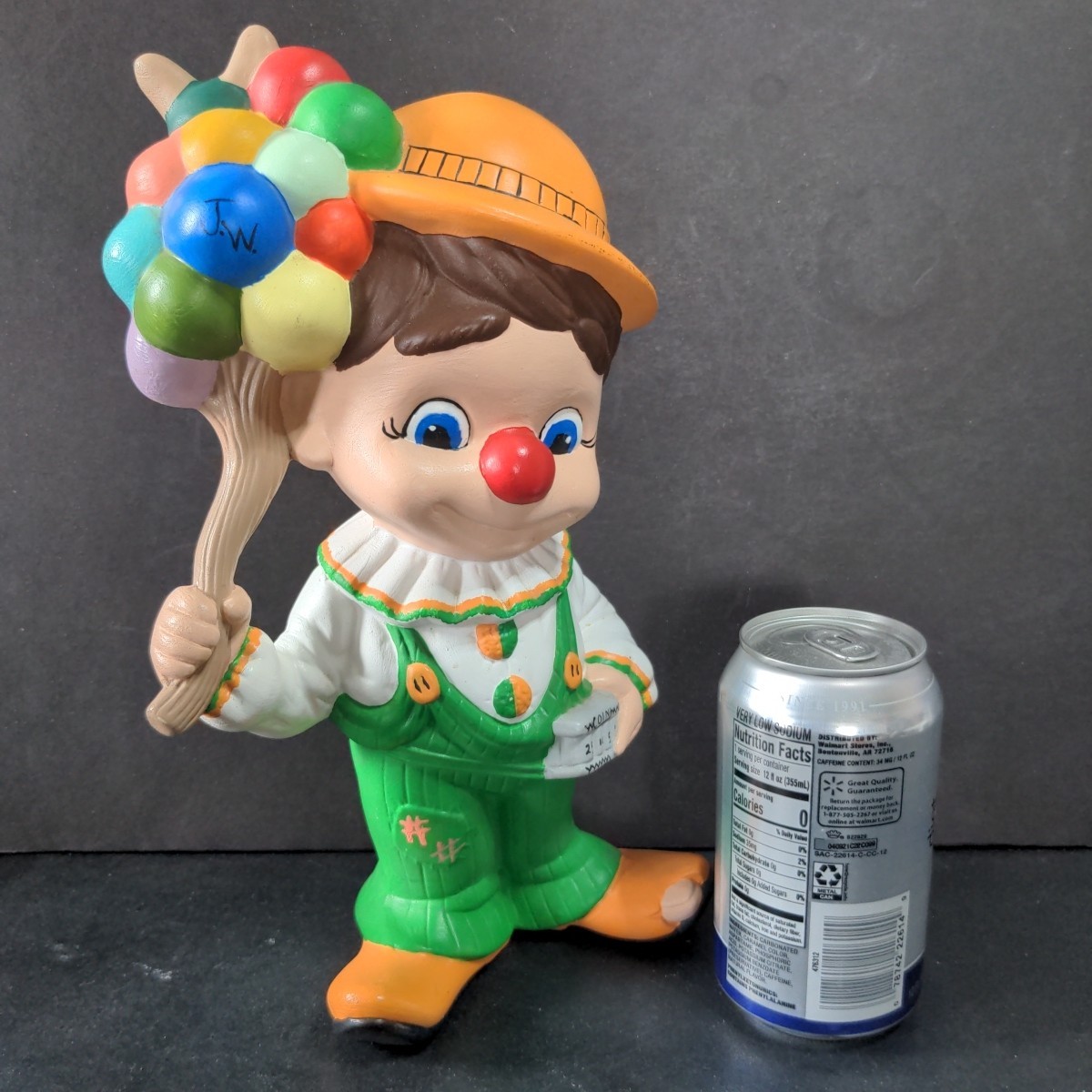 Clown Smiley Boy With Balloons Figurine Atlantic Mold Ceramic Vintage 11″ Tall