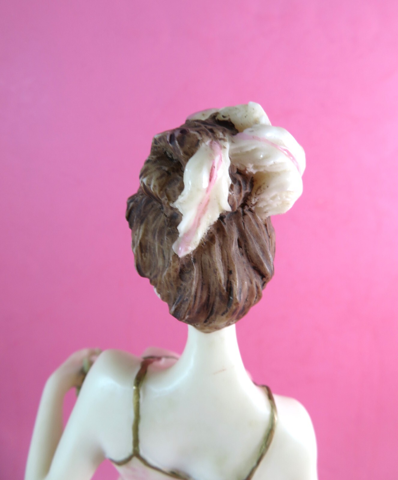 Vintage Standing Victorian Lady Statue Heavy Resin Hand Painted 13 inch 1970s