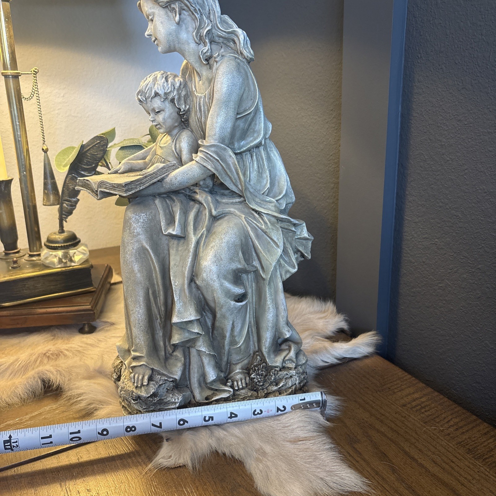 Mother Reading To Child Sculpture Figurine Mother Daughter Teacher 18 inch