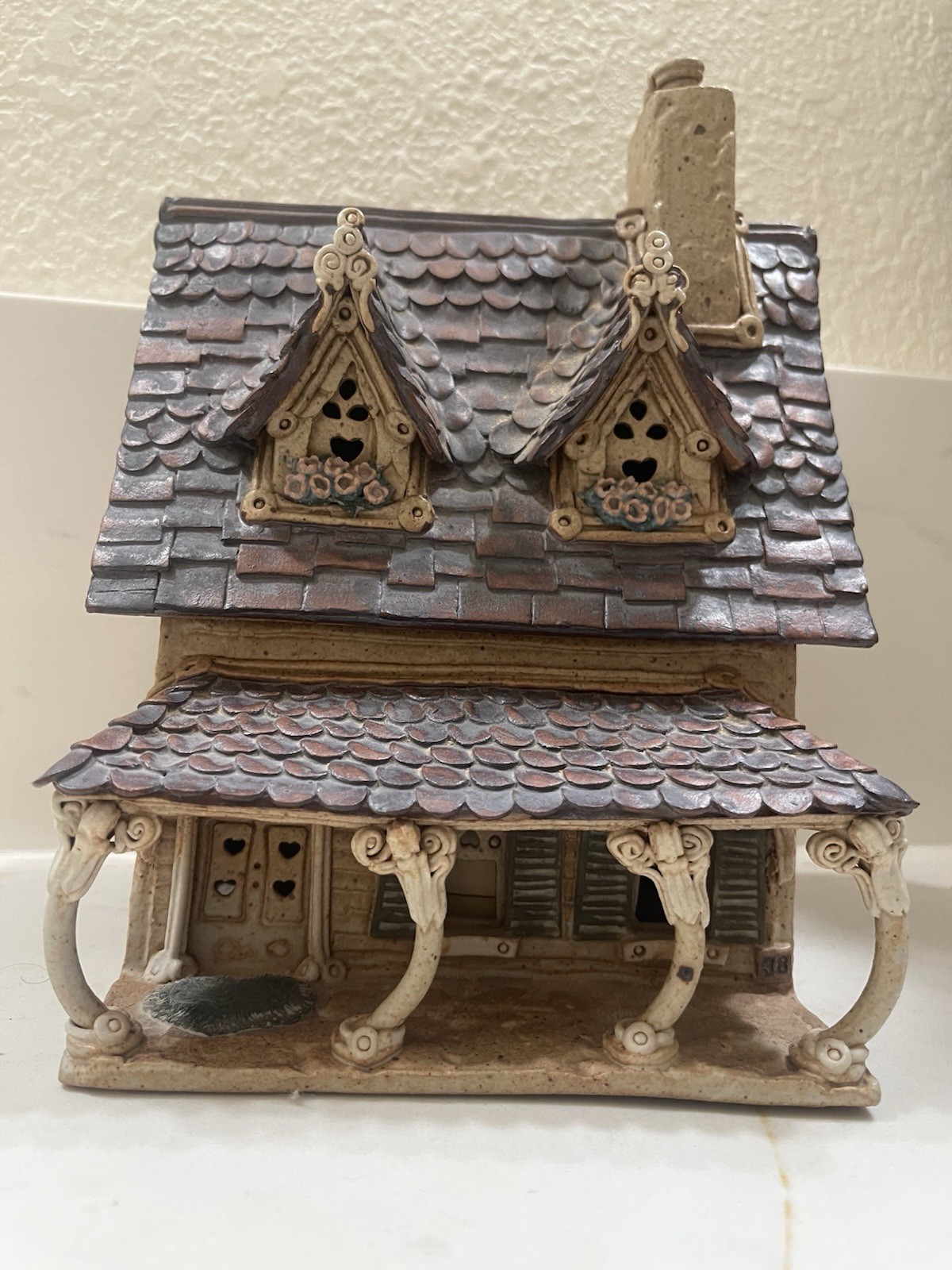 Windy Meadows Pottery MAYAPPLE Candle House 1989 8.5″ MP 38 Of 100