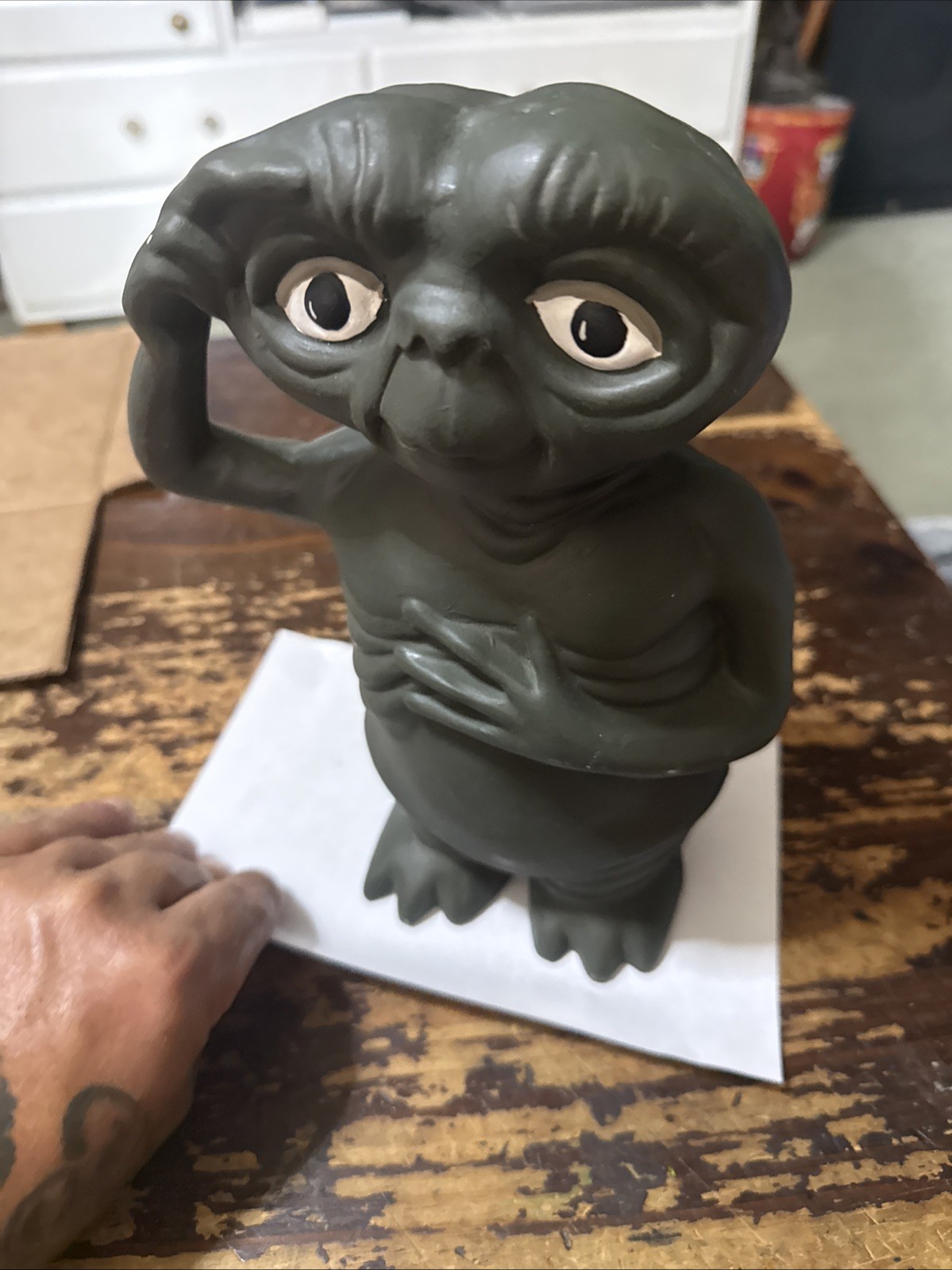 1980s Rare Vintage Ceramic 9.5” ET Figure Statue Extra Terrestrial Phone Home