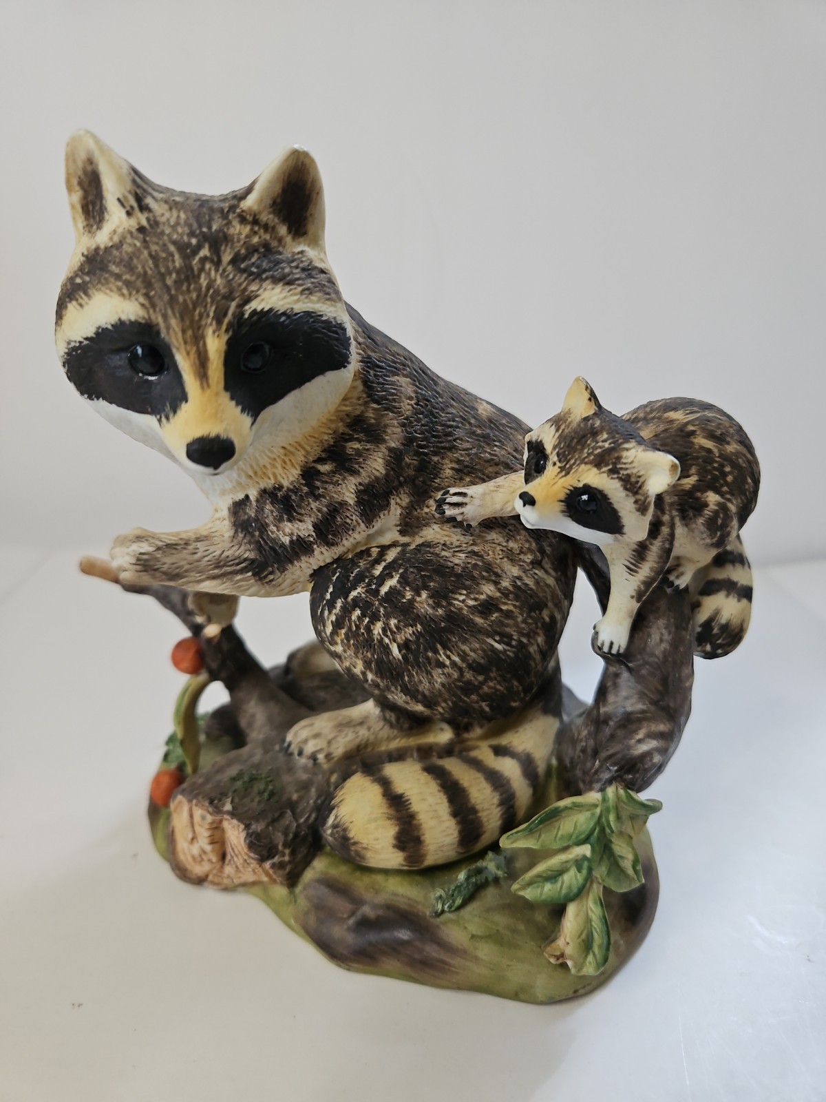 Vintage Lefton Hand Painted Porcelain Racoon & Baby 2149 Made in Japan