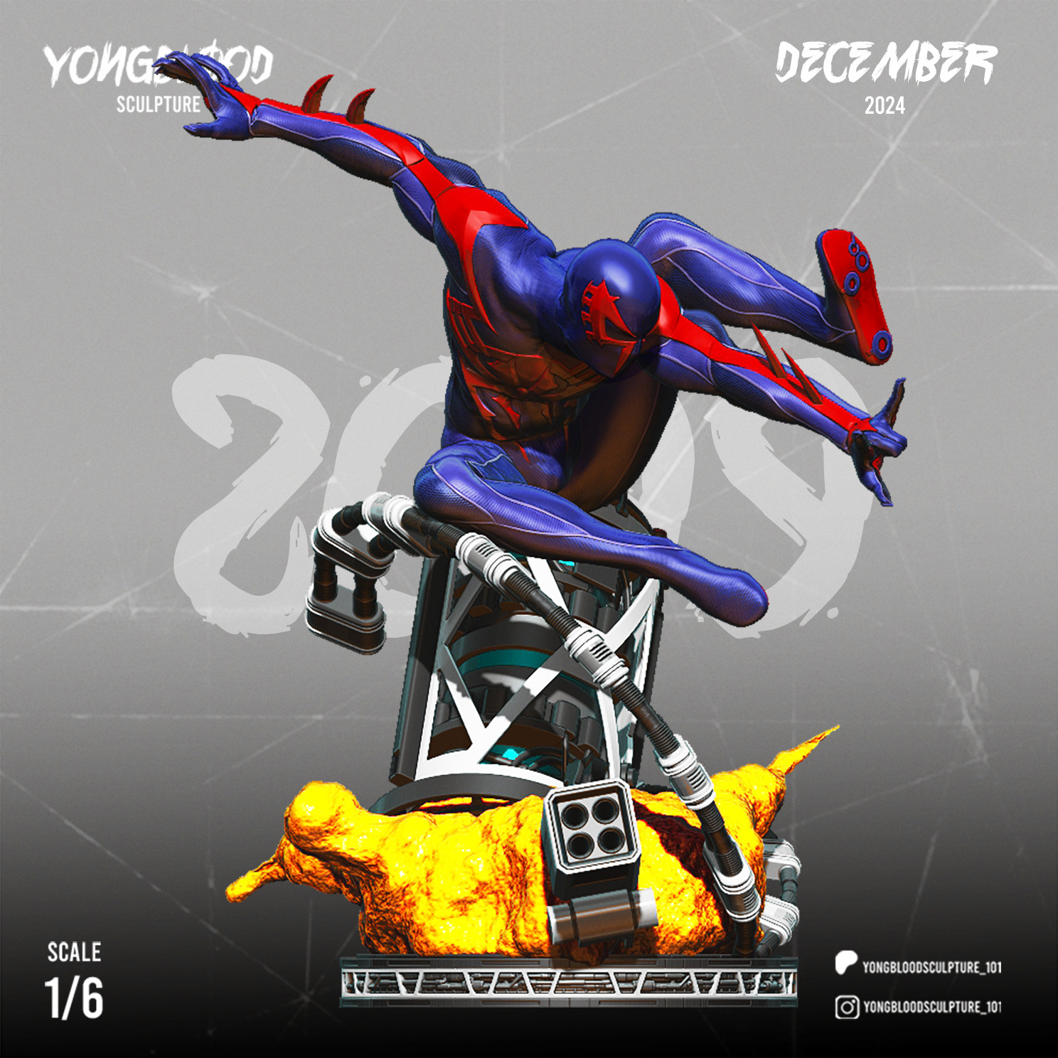 Spider-Man 2099 Blue Suit Figurine Marvel Hand Painted Model / DIY Kit 13 pcs