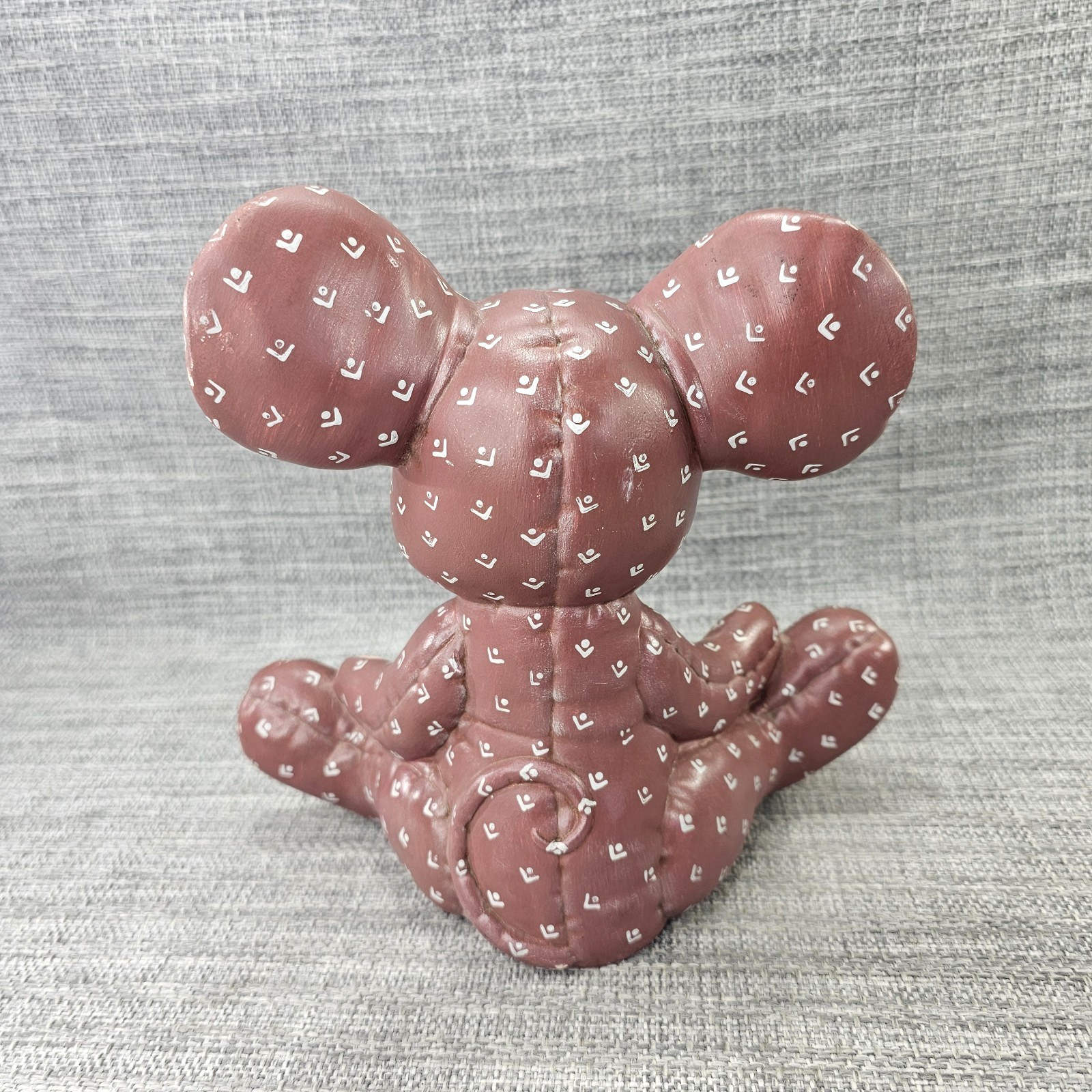 Vintage Kimple Ceramic Mold Quilted Puffy Mouse Pink Ears Figurine