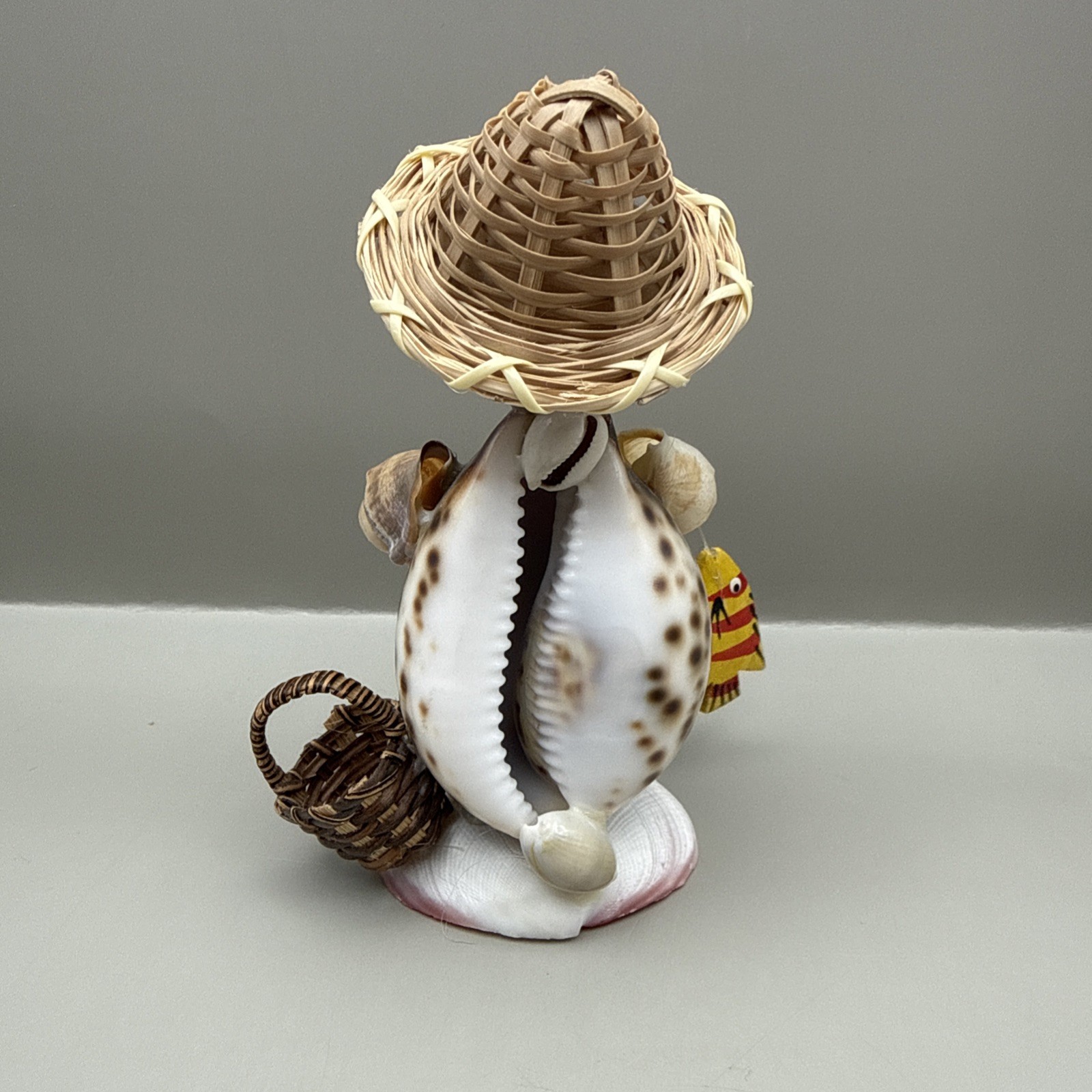 Seashell Art Fisherman Figurine Handmade Beach Souvenir Shell Folk Art Florida