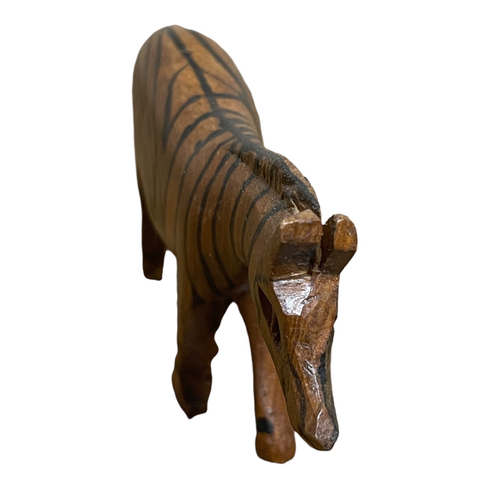 Vintage Carved Figurine 2 Inch Zebra Painted Wood African Bush Animal Safari