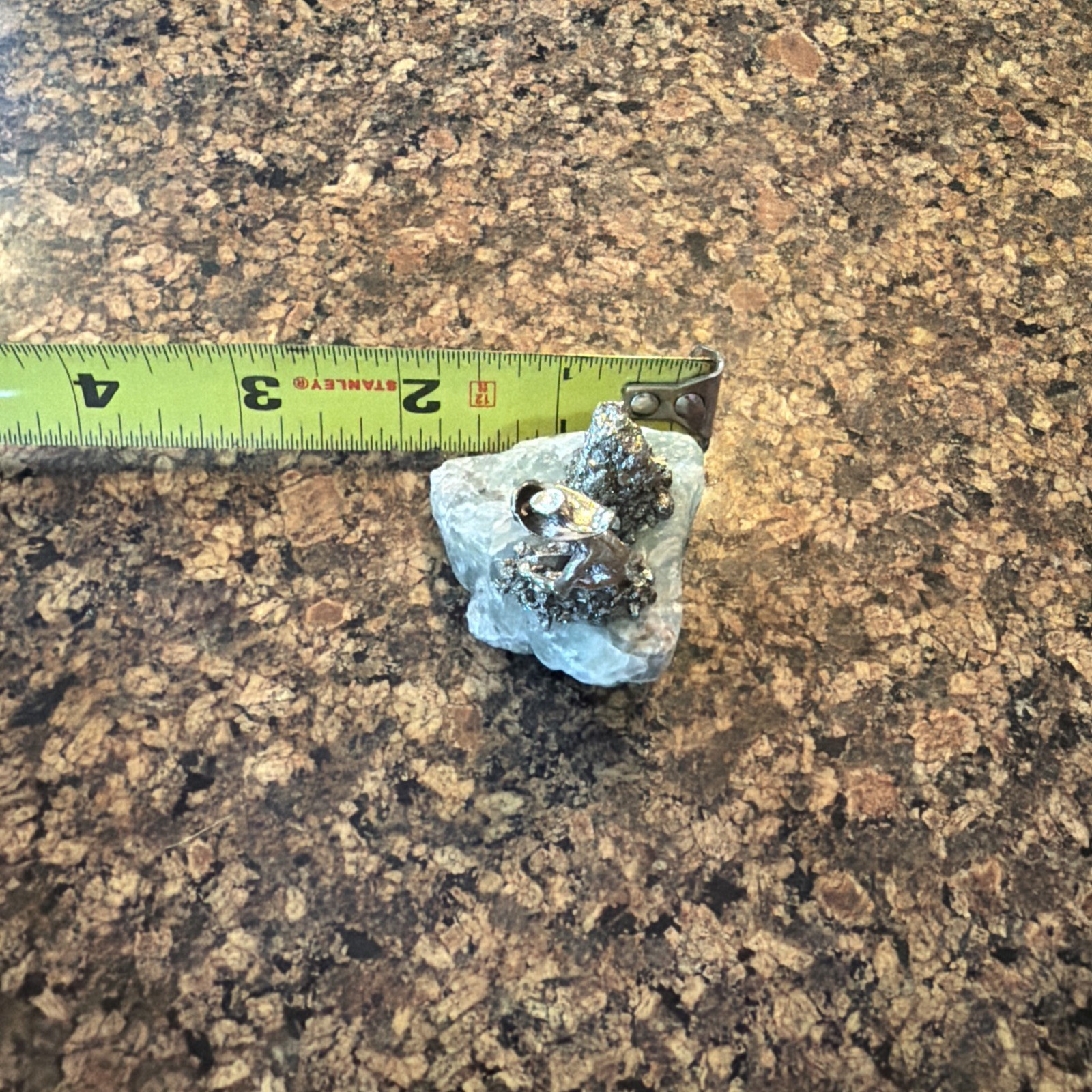 Miner Metal Figurine Sculpture fluorite Stone Base