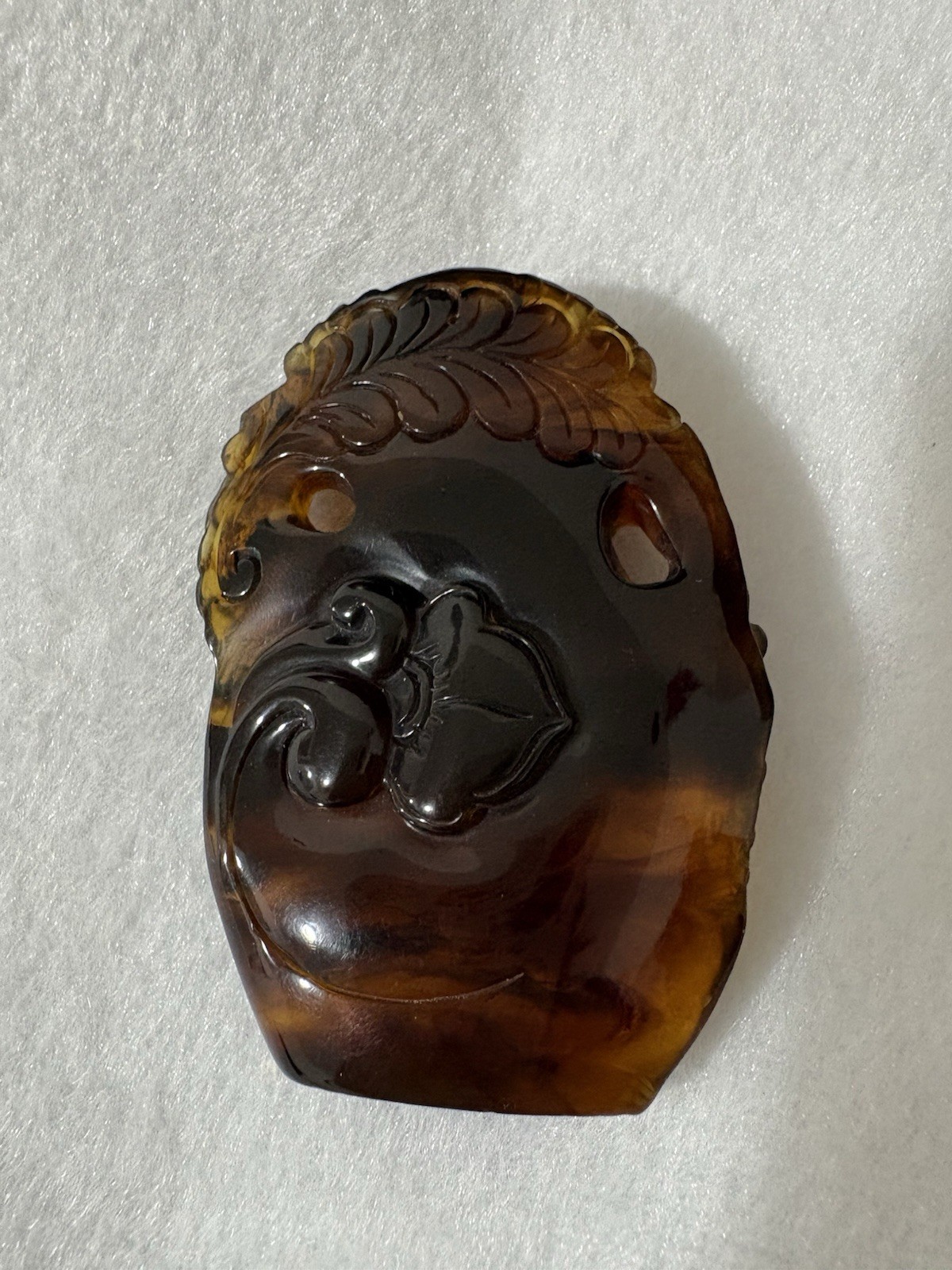 Burmese Amber Sculpture Tree and Bird Hand Carved for table top