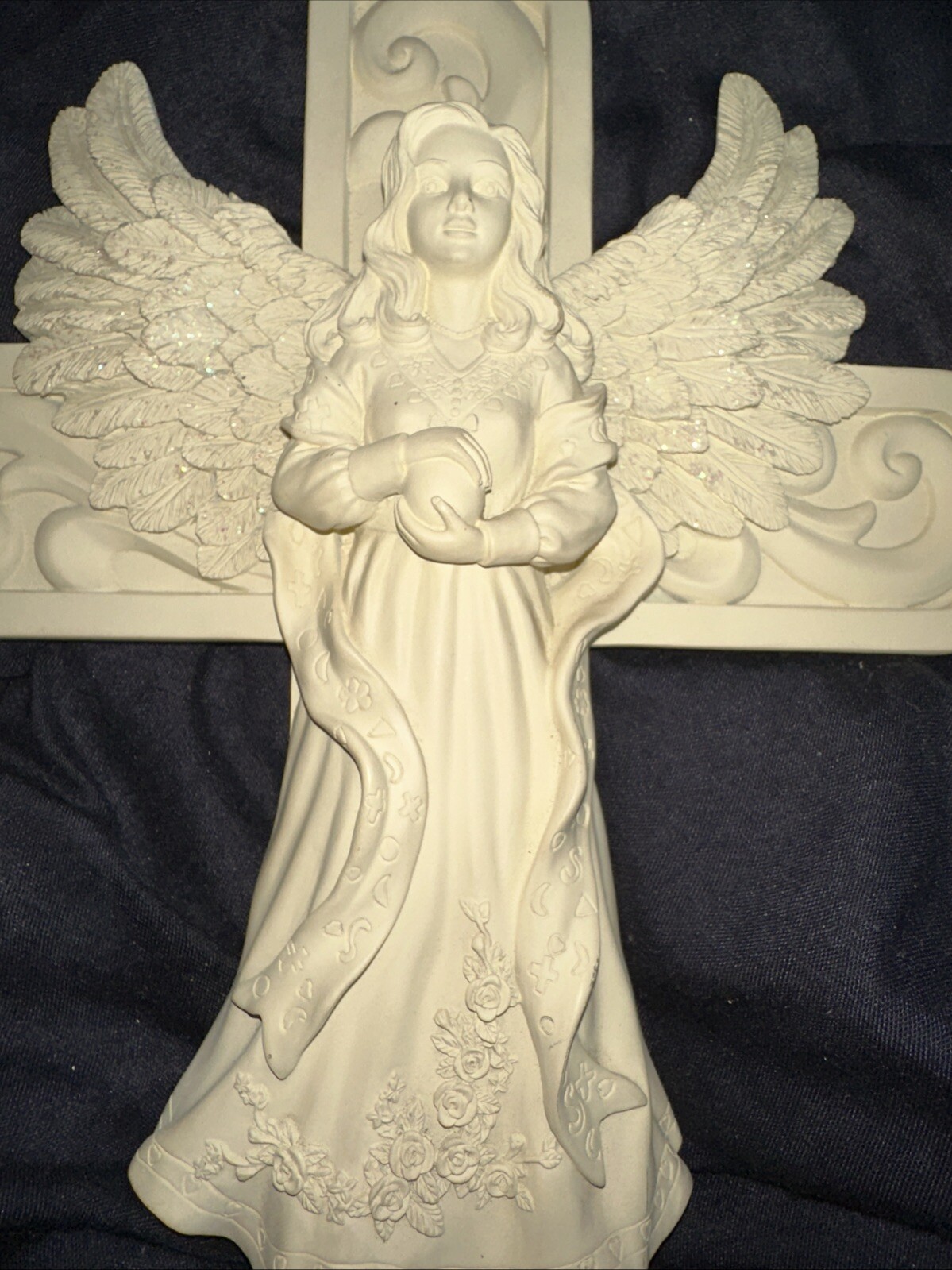 Angel Star Sculpture Cross Figurine Keepsake 2002 Angel Girl On A Cross