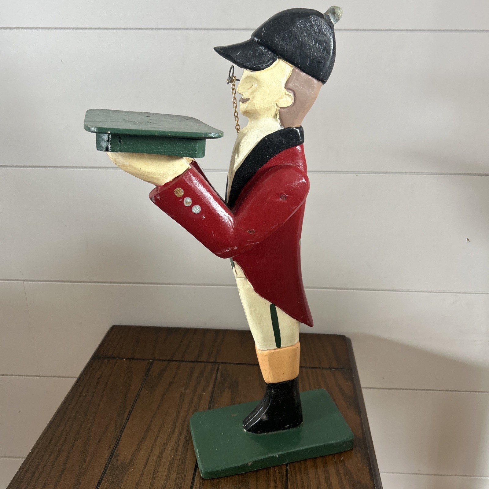 Vtg Christmas Folk Art Wooden Butler Stand Hand-Painted Free Standing 17” tall