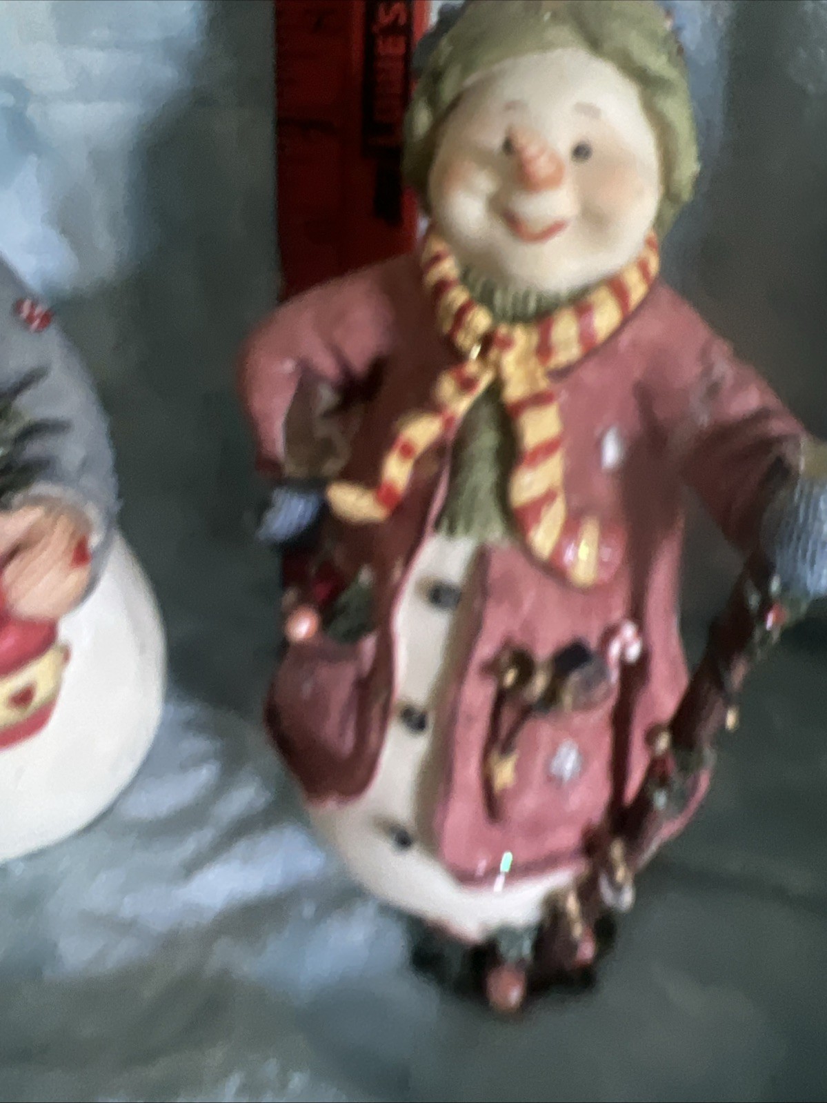Vintage 90’s Decorative Resin Winter Christmas Snowman Couple 9 inches Holiday