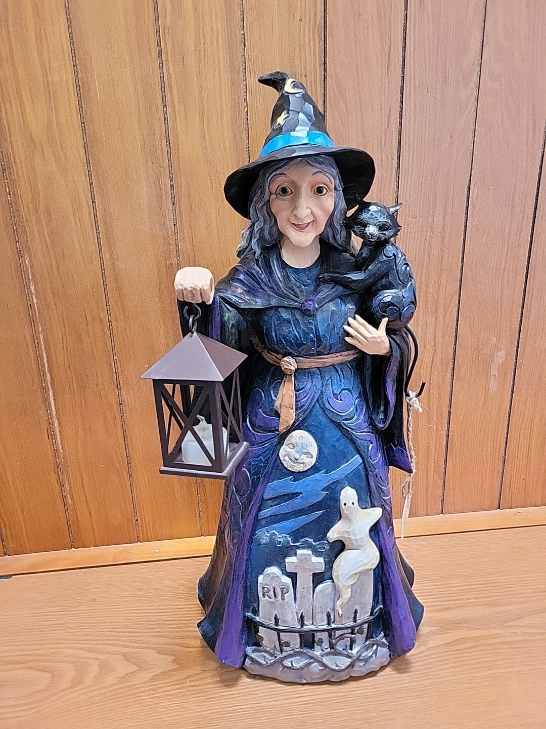 Jim Shore Halloween Witch with Cat/ Lantern 20in Enesco 2018 6003366, Huge 20”