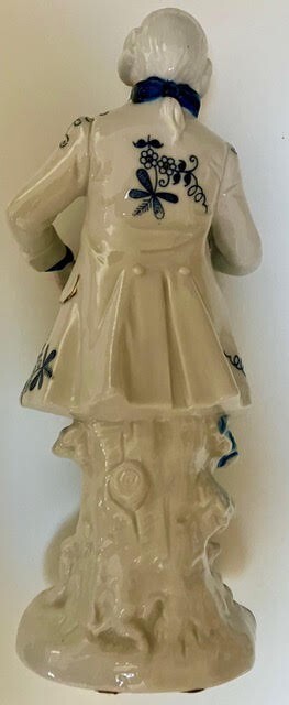Antique Porcelain Blue, White & Gold Gild Victorian Figurines.