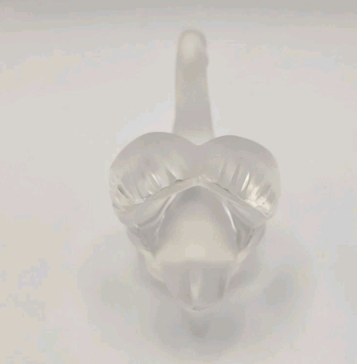 Lalique Crystal La Cygne Signed Miniature Frosted Swan Figurine VTG Perfect Cond